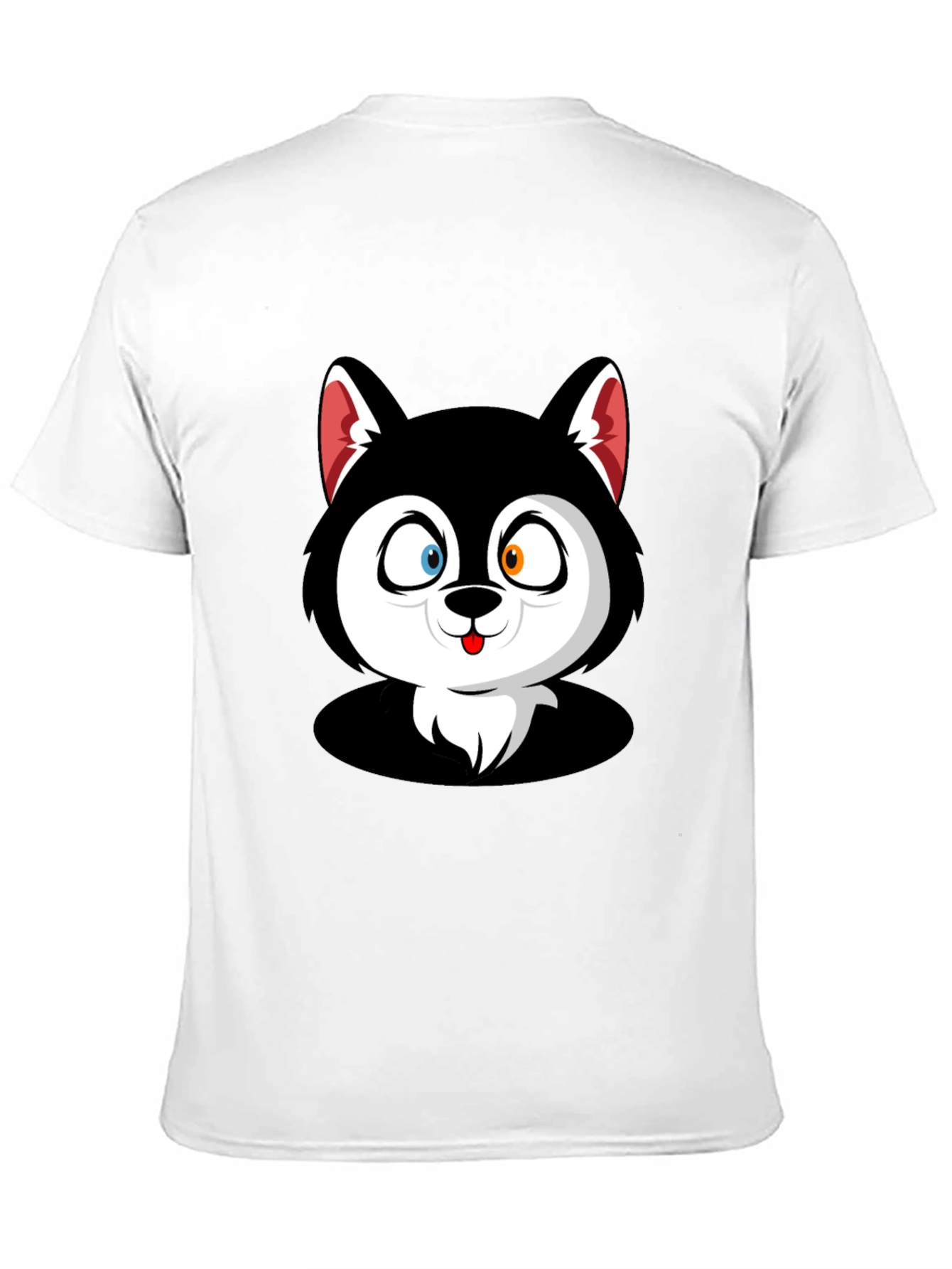 Cartoon Husky Graphic Black T-Shirt