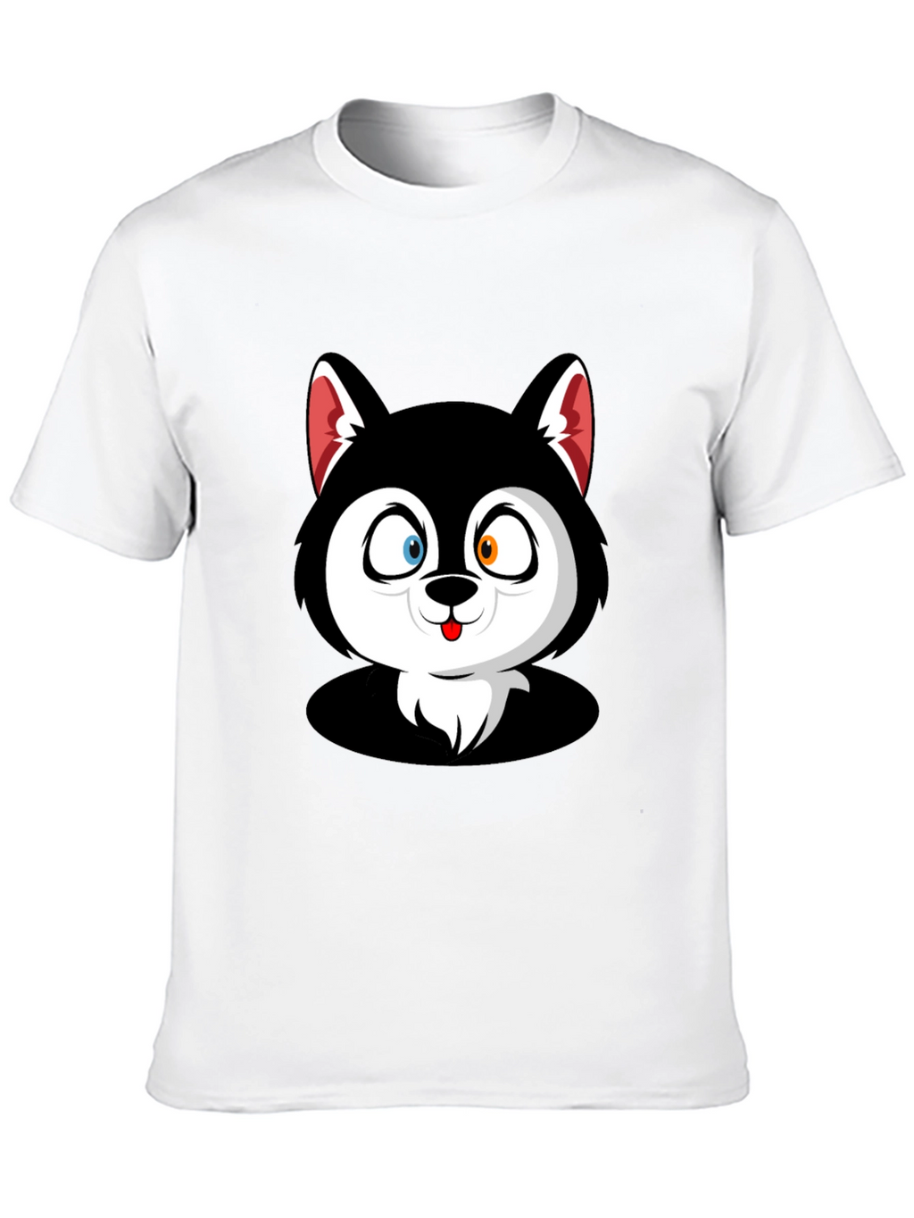 Cartoon Husky Graphic Black T-Shirt