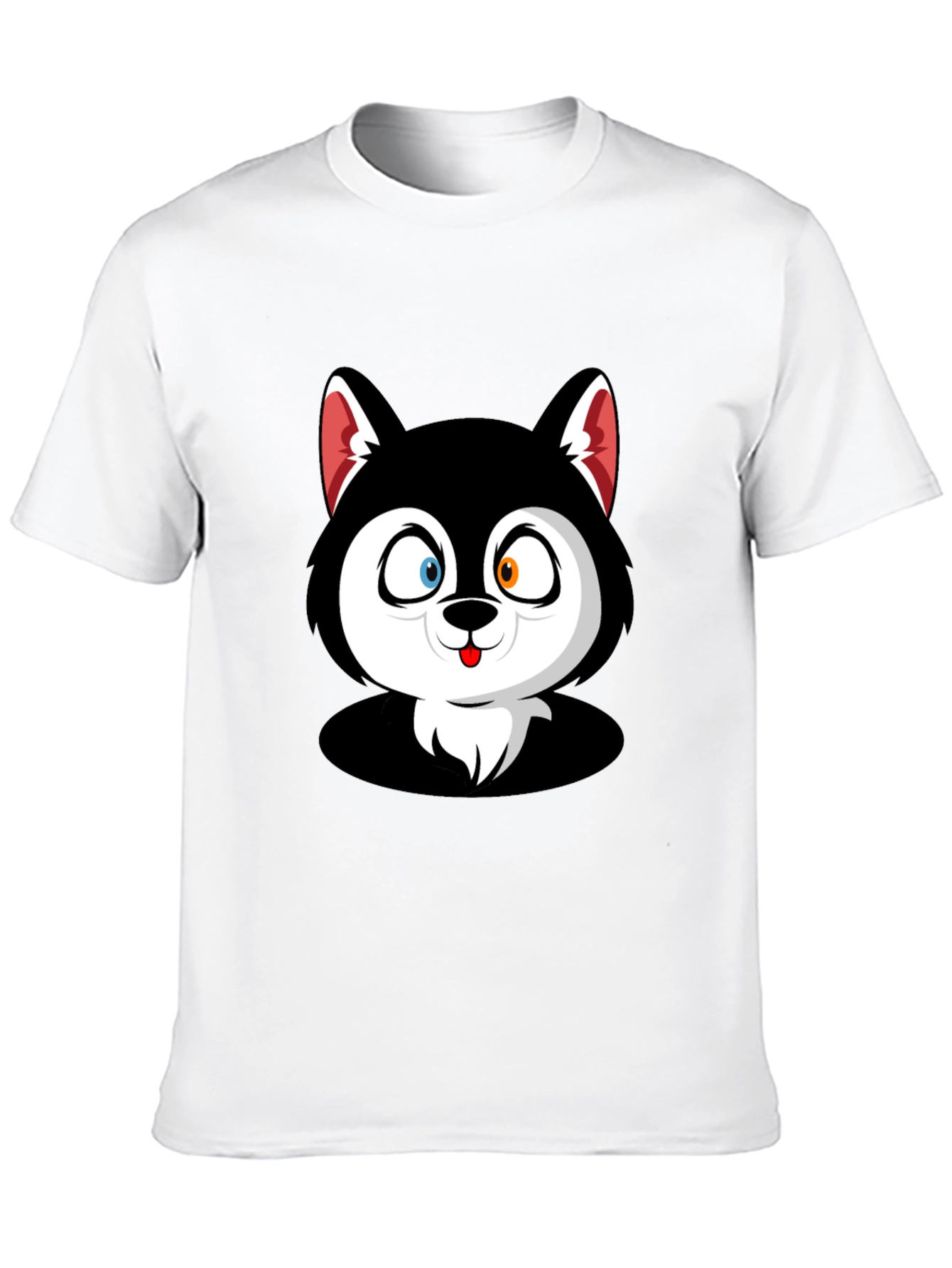 Cartoon Husky Graphic Black T-Shirt