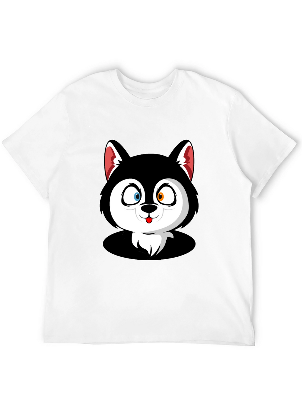 Cartoon Husky Graphic Black T-Shirt