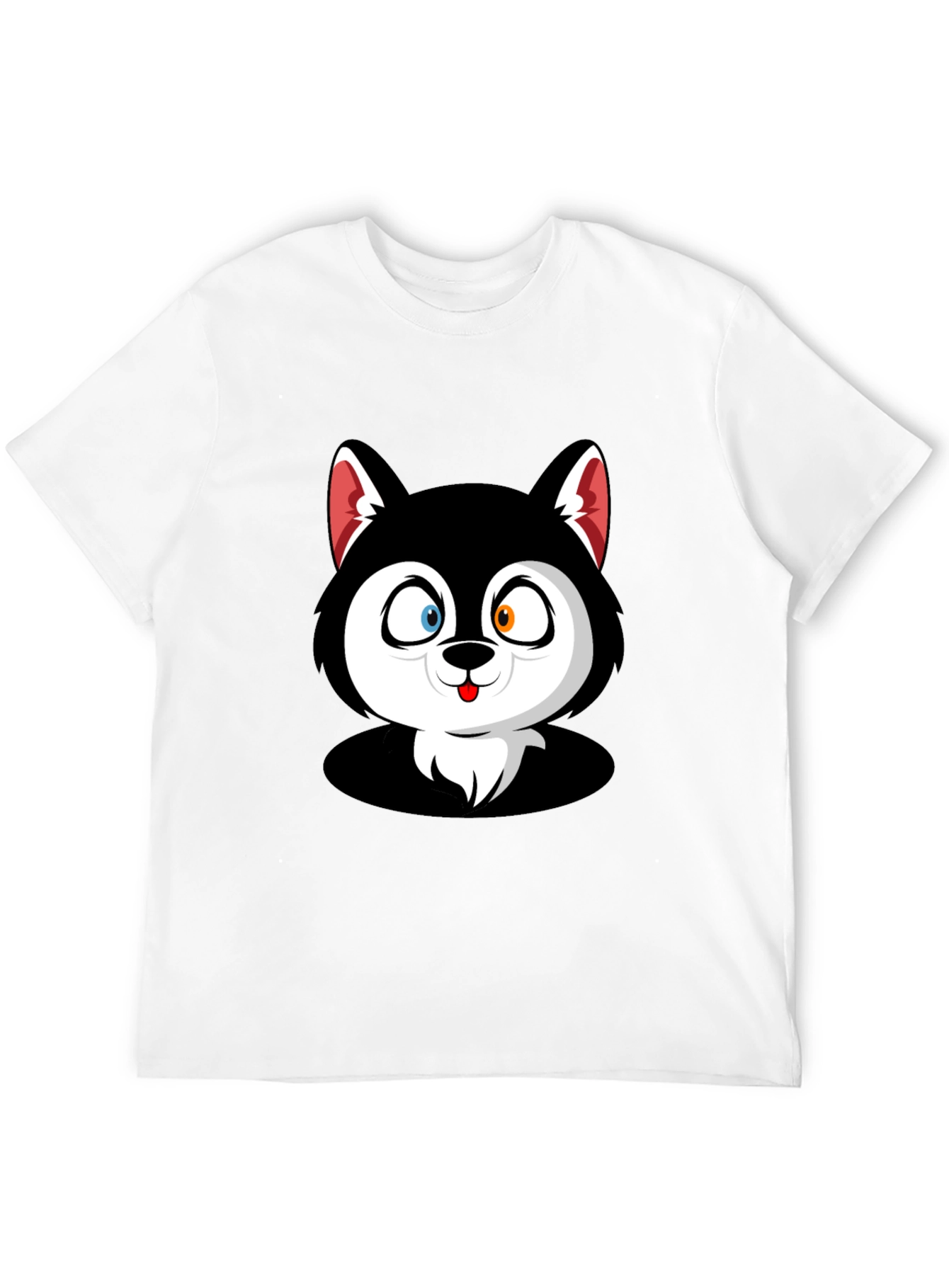 Cartoon Husky Graphic Black T-Shirt
