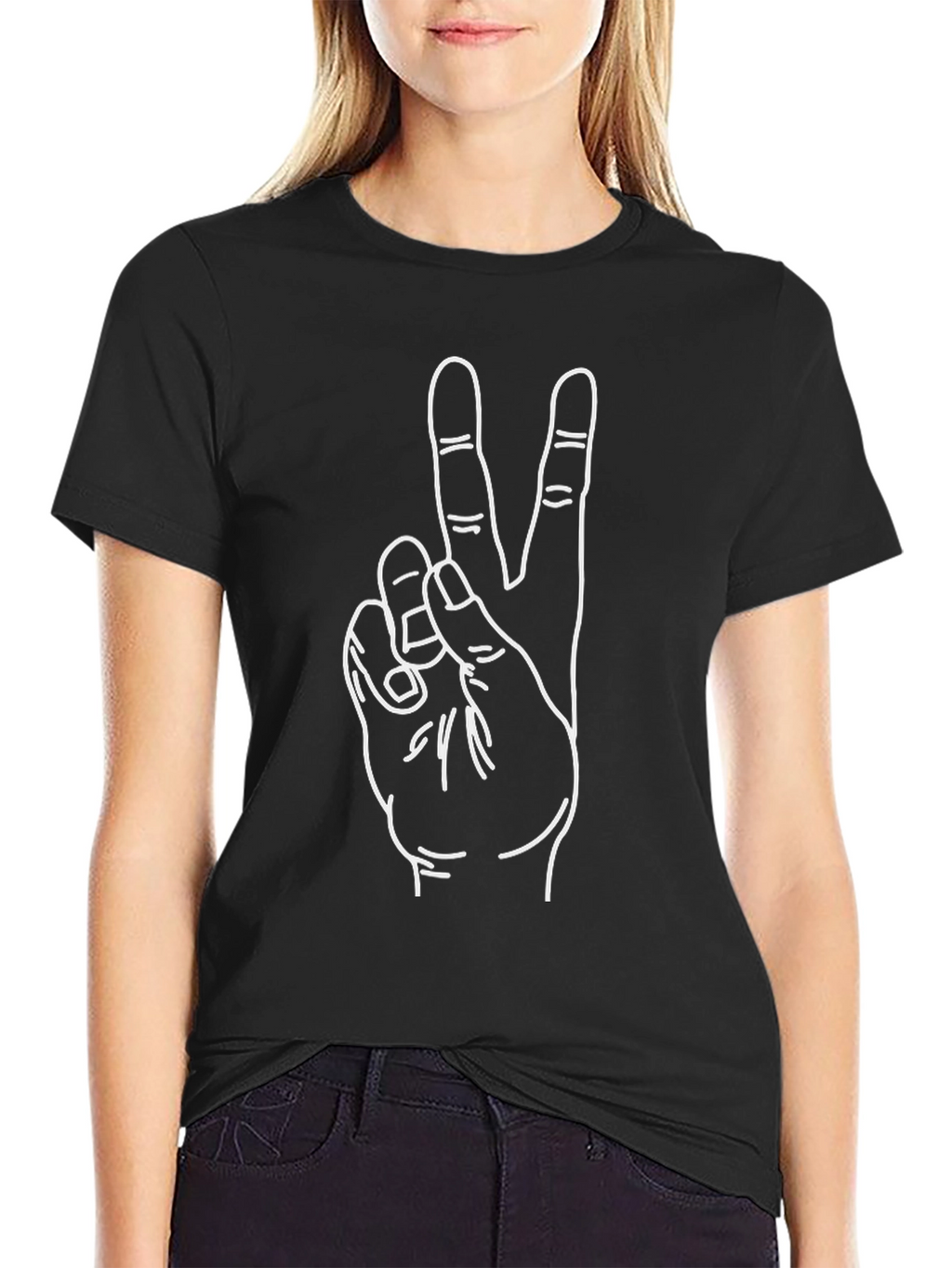Peace Sign Graphic Tee - Black Casual Shirt