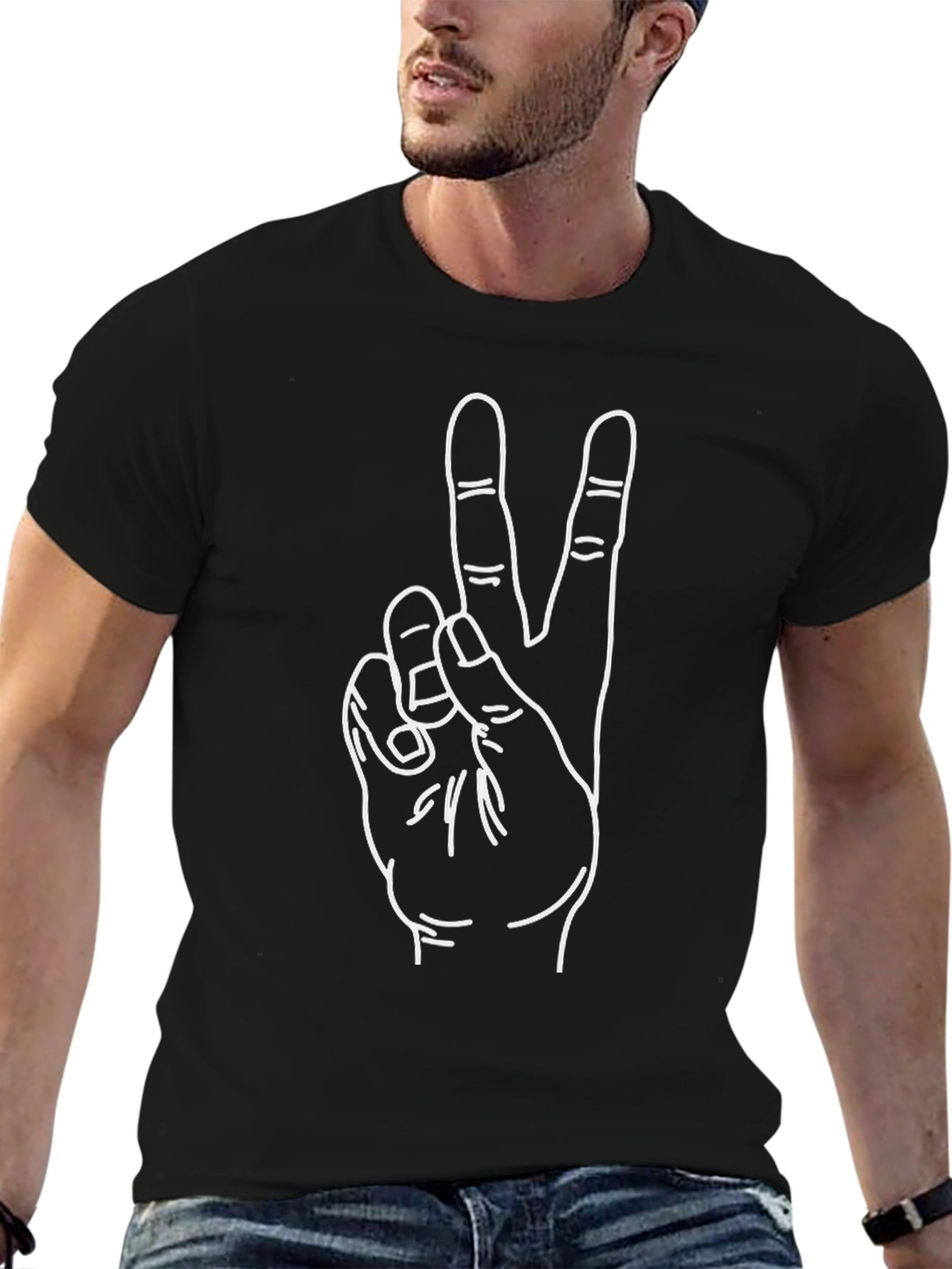 Peace Sign Graphic Tee - Black Casual Shirt