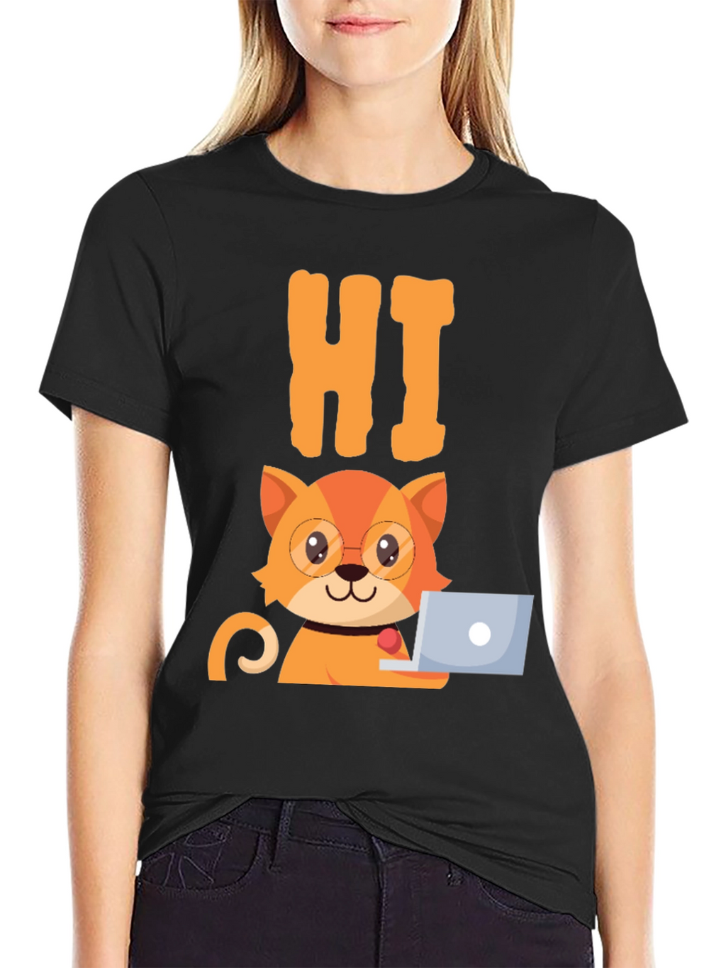 Funny Cat Programmer Graphic T-Shirt
