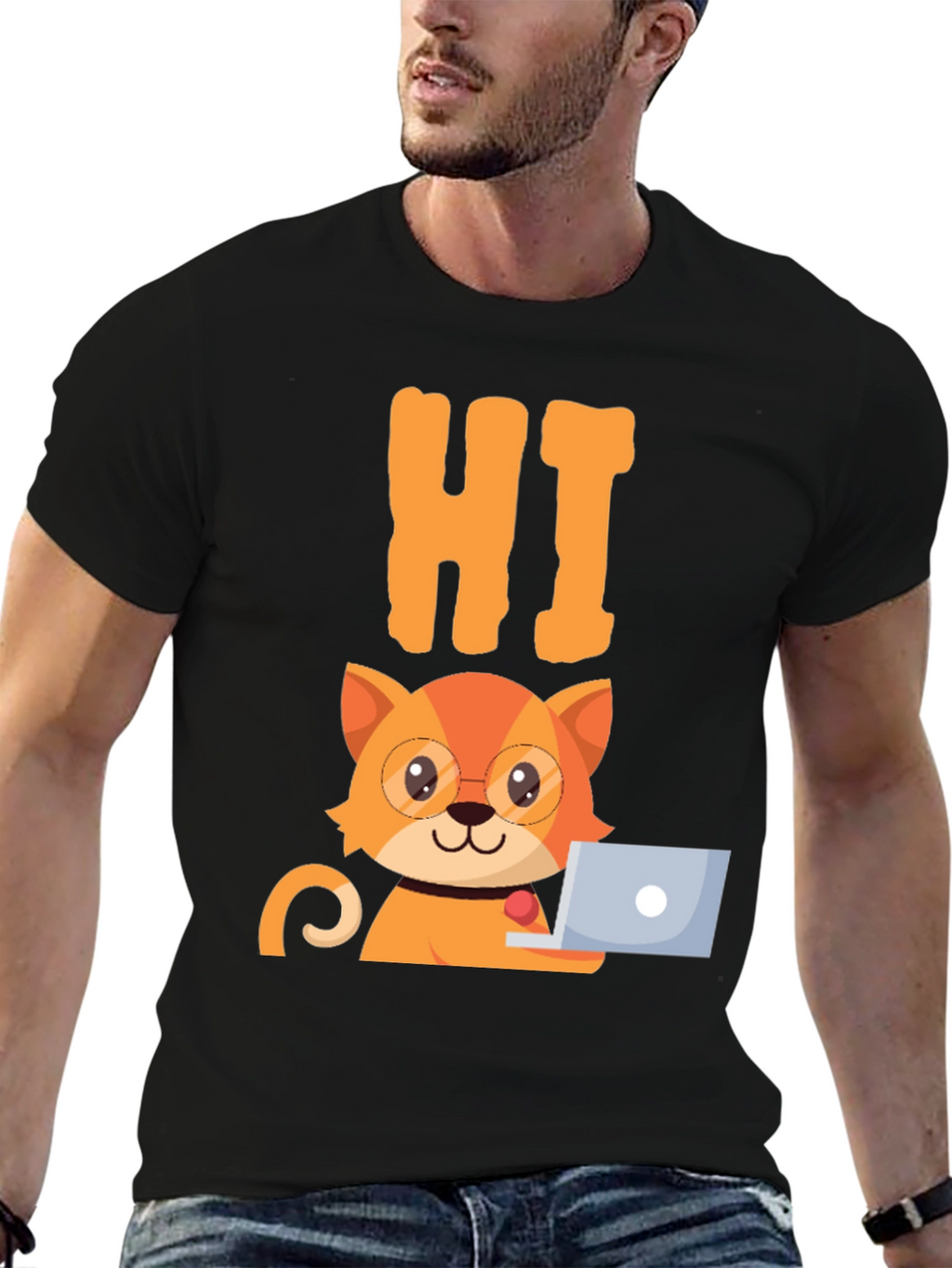 Funny Cat Programmer Graphic T-Shirt