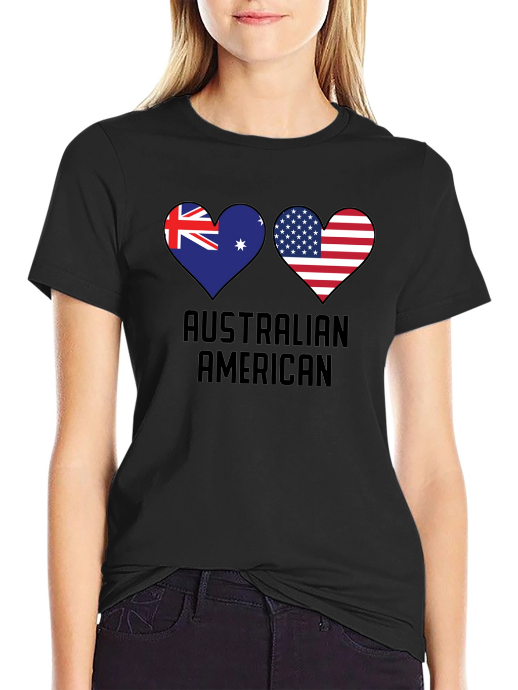 Australian American Flag Heart T-Shirt
