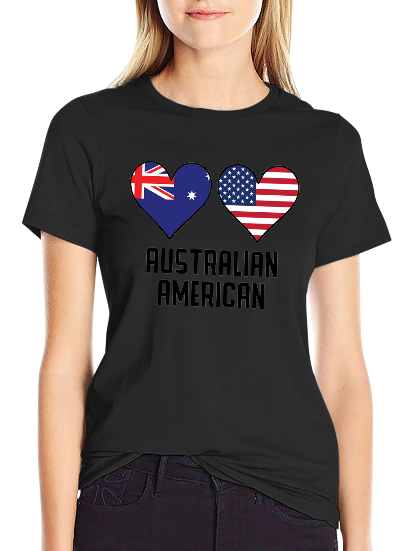 Australian American Flag Heart T-Shirt