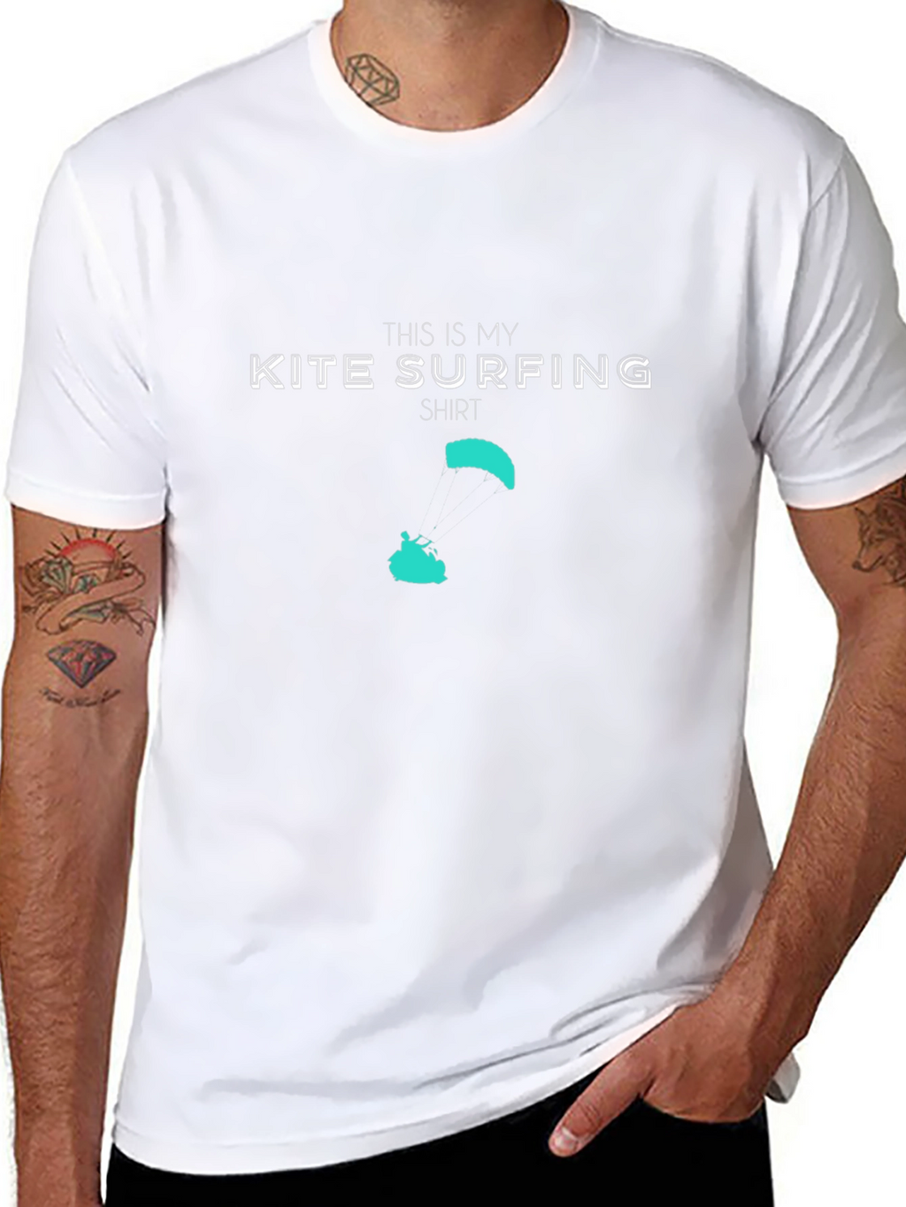 Kite Surfing Shirt - Black Crew Neck Tee