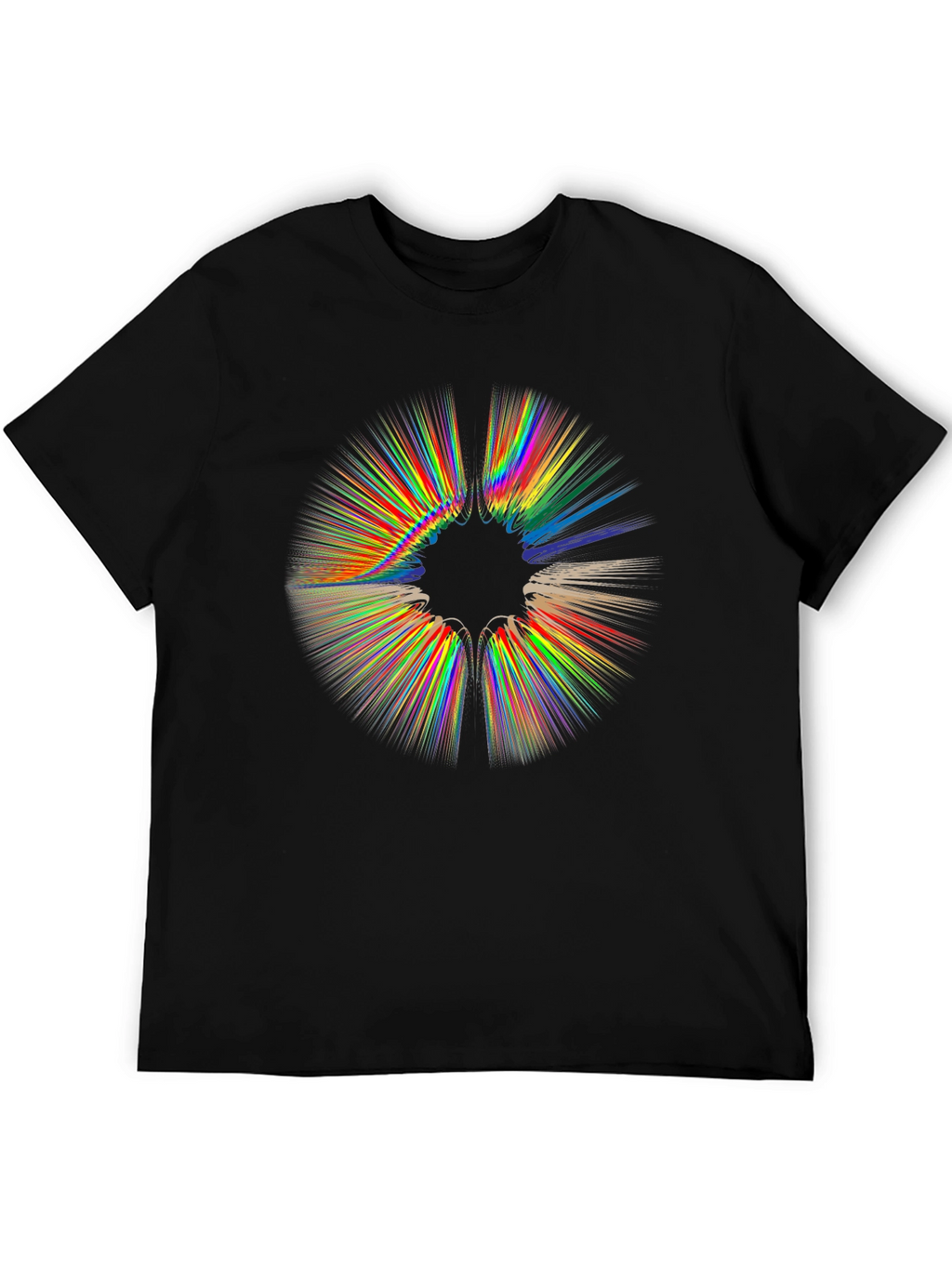 Abstract Rainbow Burst Graphic Black T-Shirt