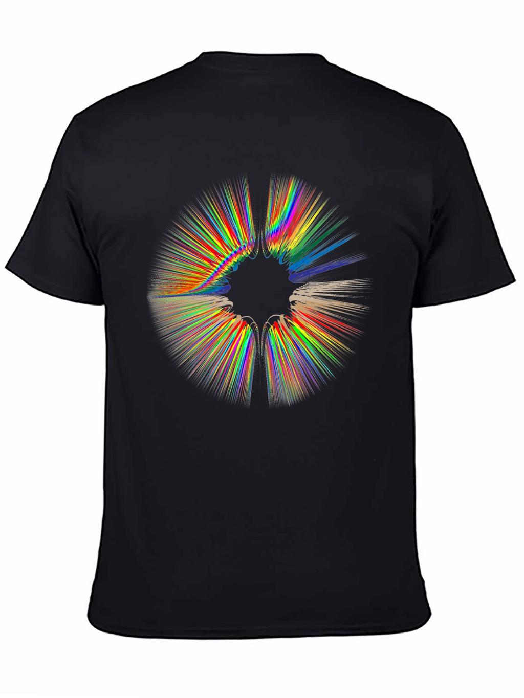 Abstract Rainbow Burst Graphic Black T-Shirt