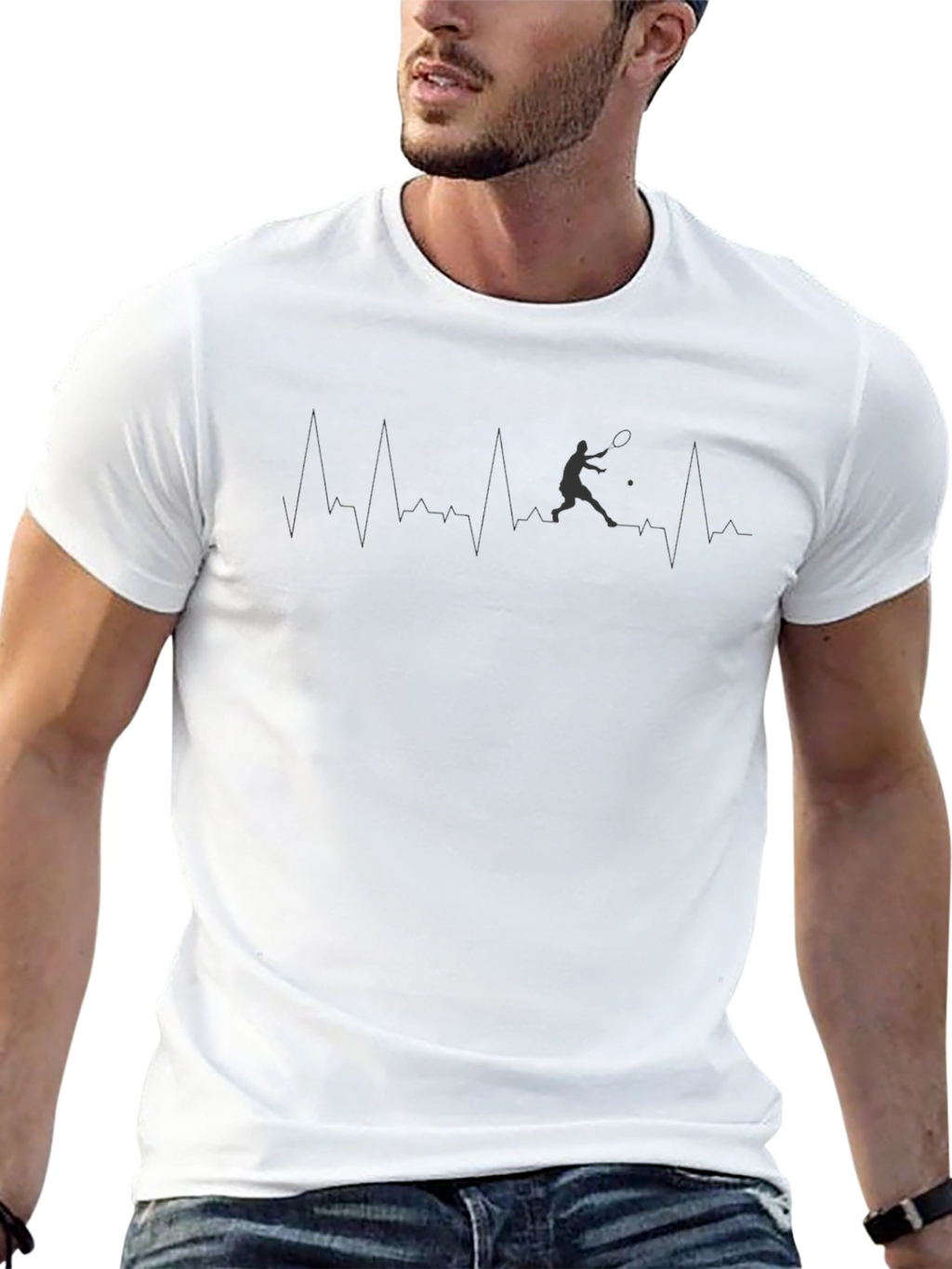 Tennis Heartbeat T-Shirt - Sporty Graphic Tee