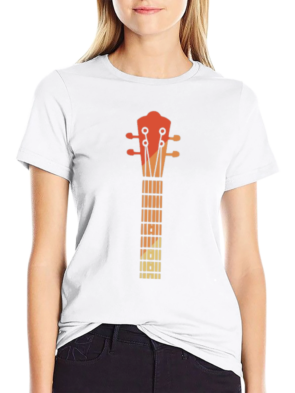 Retro Guitar Neck Graphic Tee - Music Lovers T-Shirt