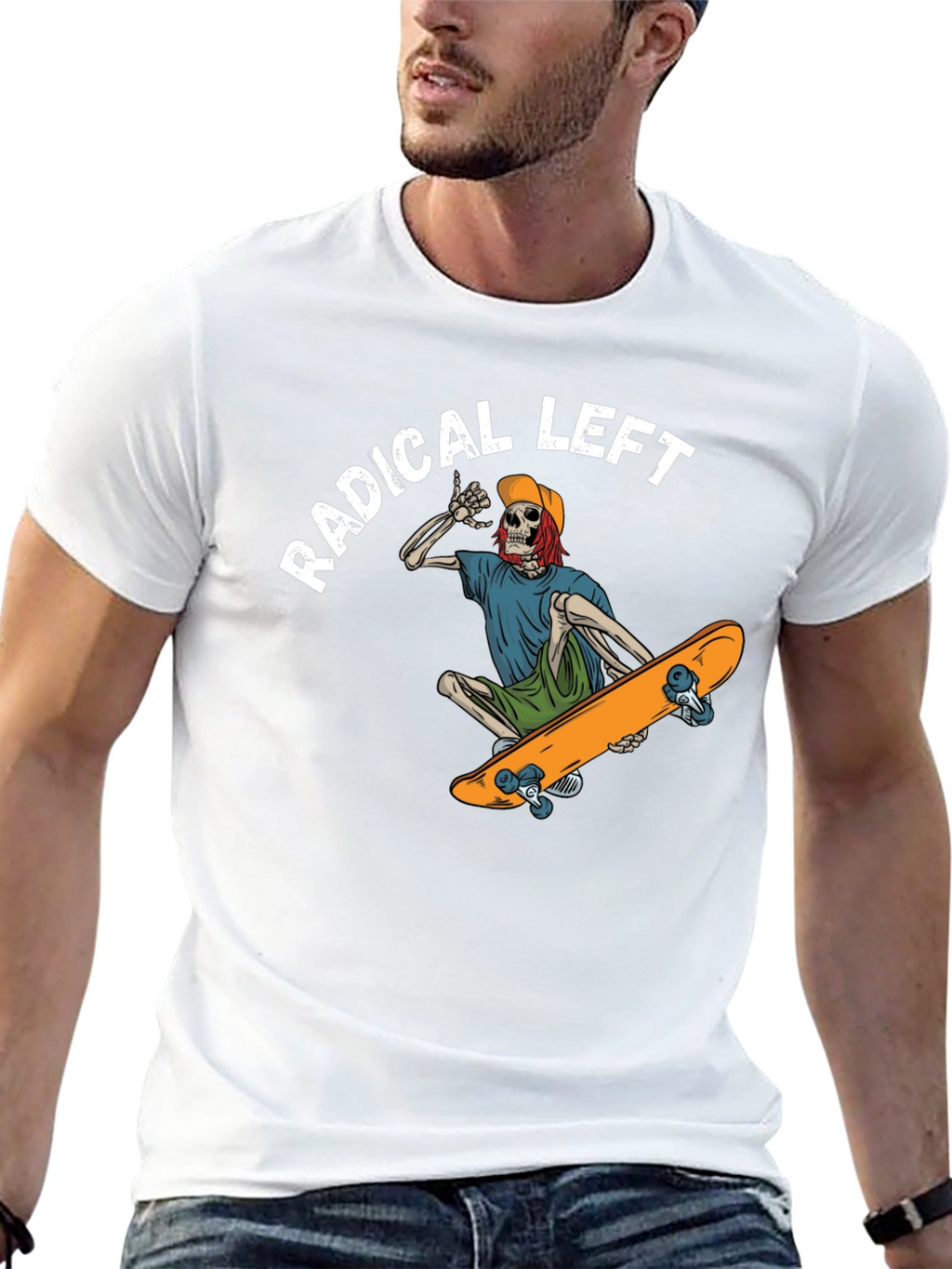 Radical Left Skeleton Skateboard T-Shirt
