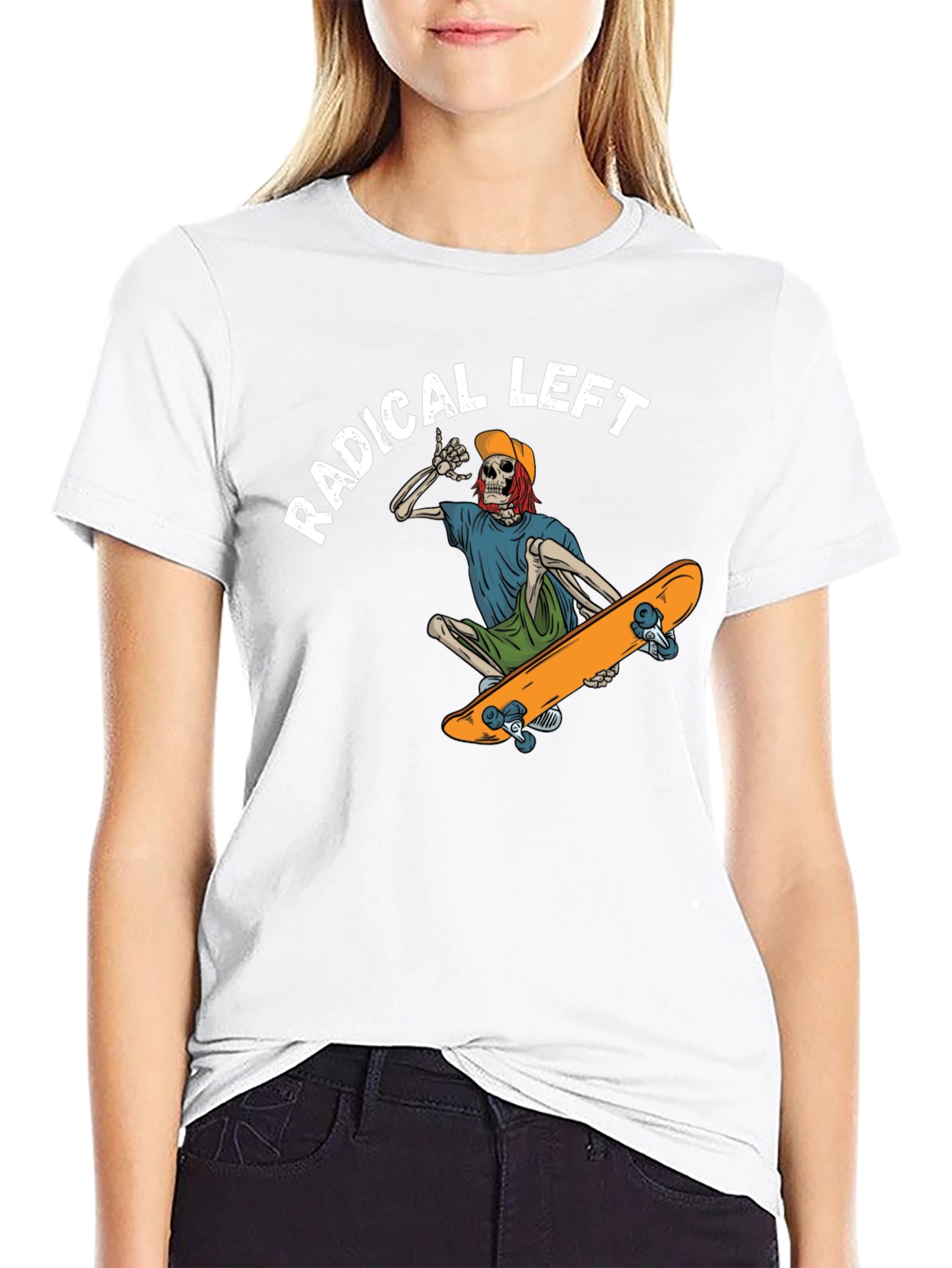 Radical Left Skeleton Skateboard T-Shirt