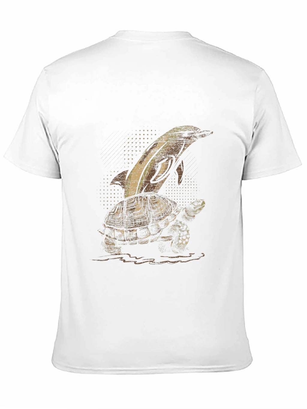 Dolphin Turtle Graphic Tee - Black Cotton T-Shirt