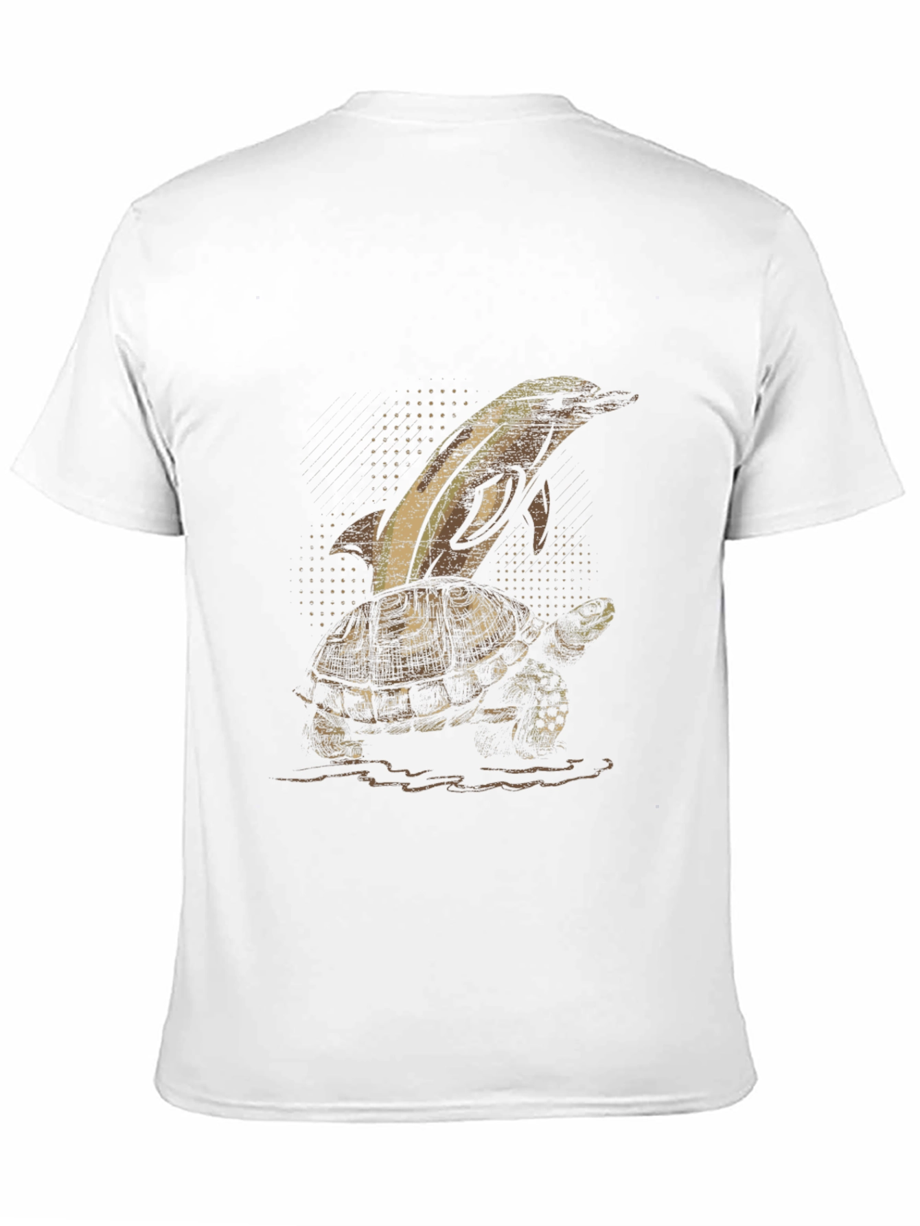 Dolphin Turtle Graphic Tee - Black Cotton T-Shirt