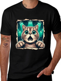 Alien Abduction Cat Graphic T-Shirt