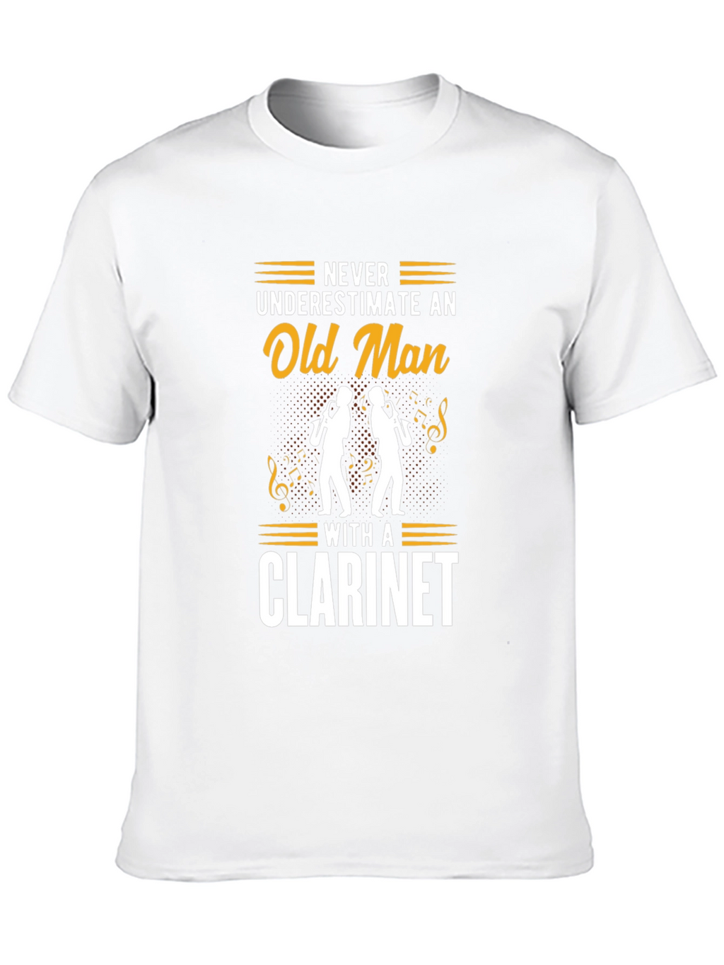 Never Underestimate Old Man Clarinet Black T-Shirt
