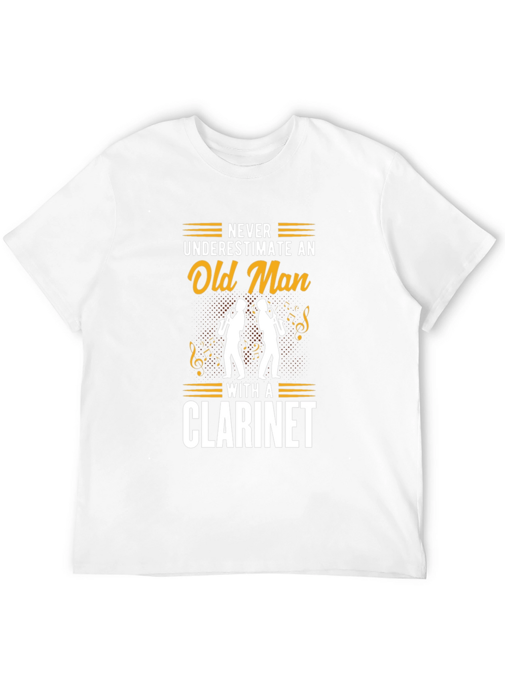 Never Underestimate Old Man Clarinet Black T-Shirt