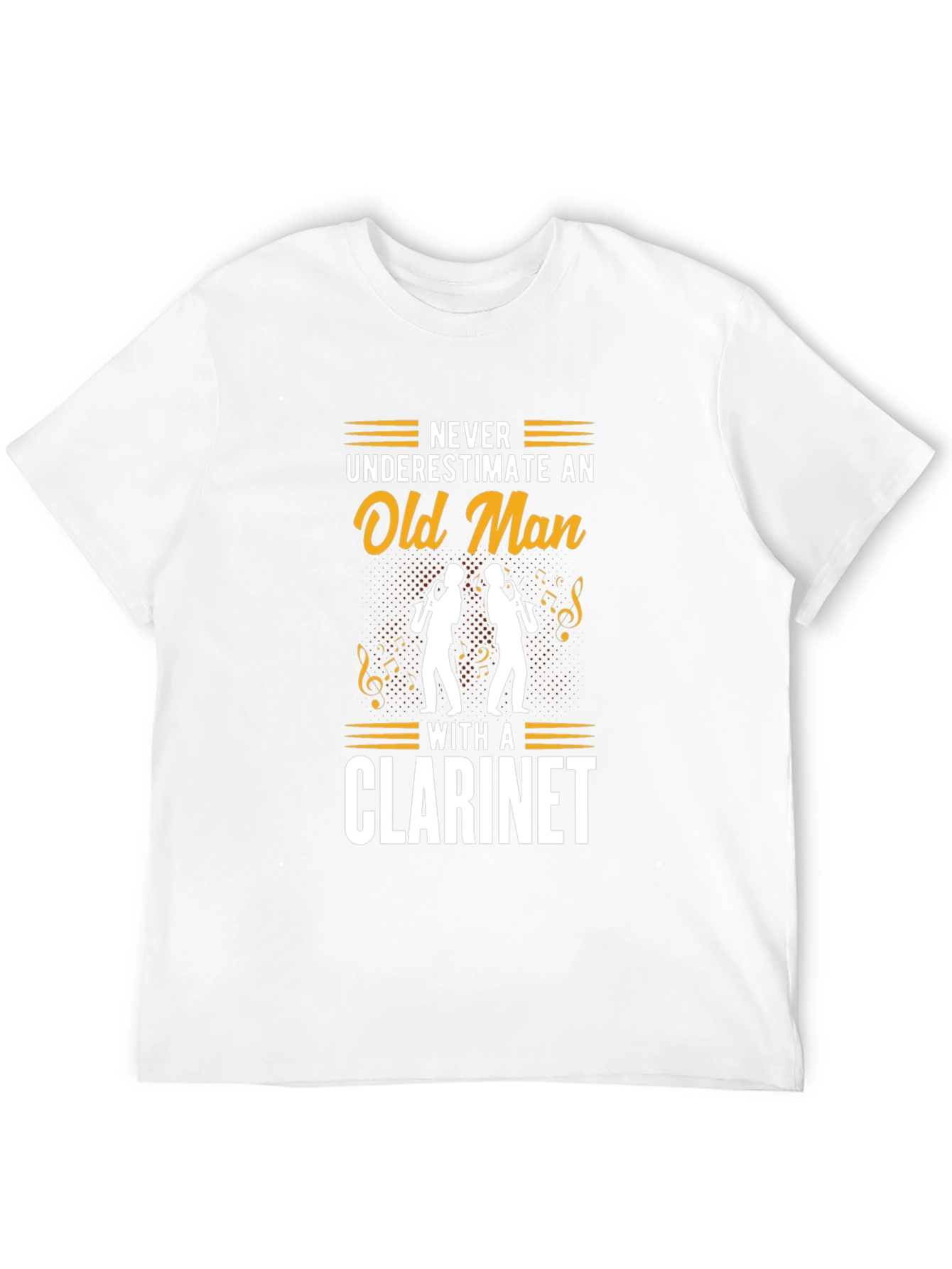 Never Underestimate Old Man Clarinet Black T-Shirt