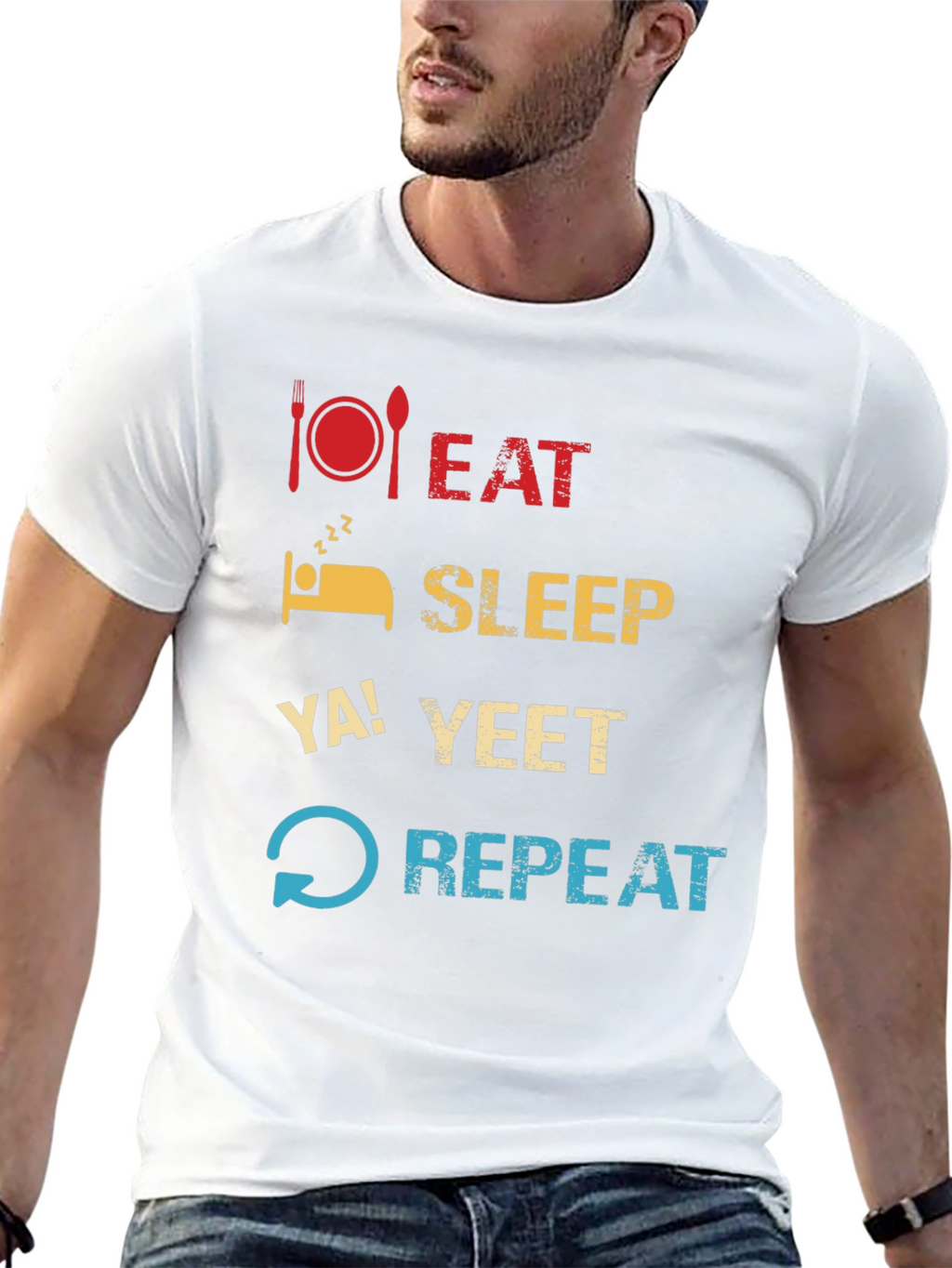 Eat Sleep Ya! Yeet Repeat Funny Graphic T-Shirt