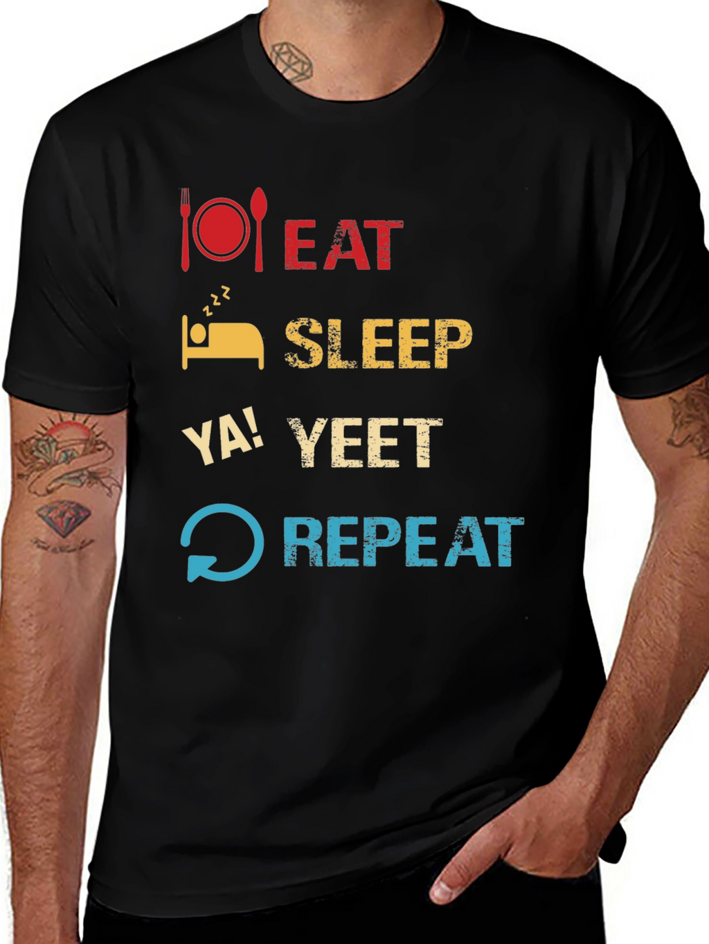 Eat Sleep Ya! Yeet Repeat Funny Graphic T-Shirt