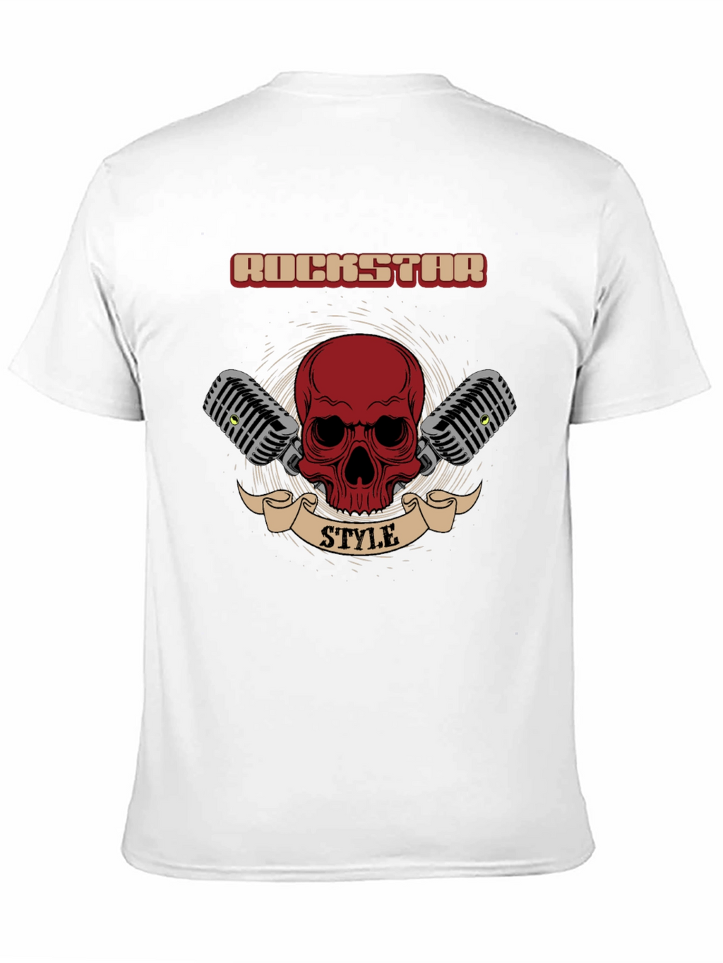 Rockstar Style Graphic Tee - Skull & Microphones