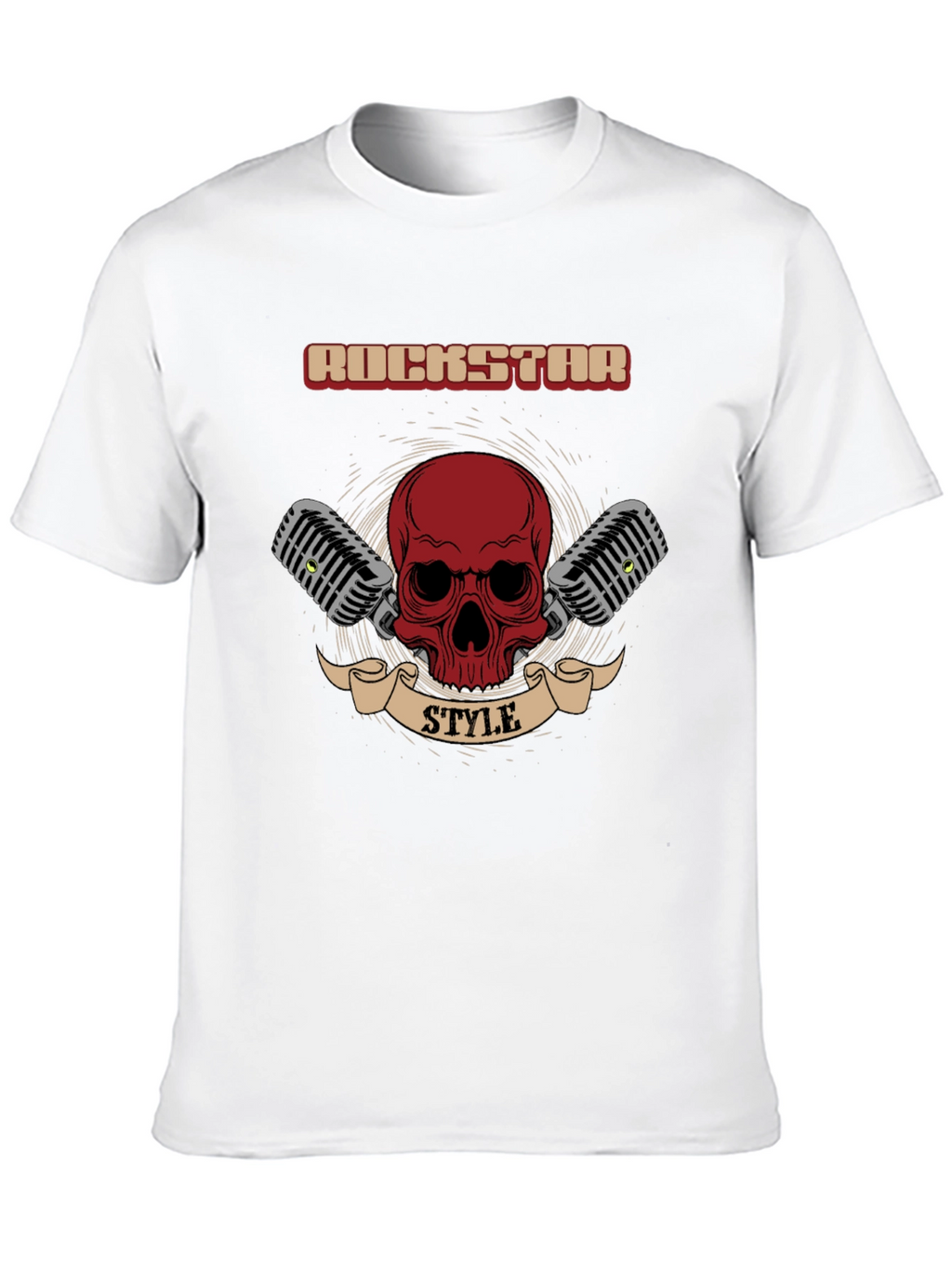 Rockstar Style Graphic Tee - Skull & Microphones