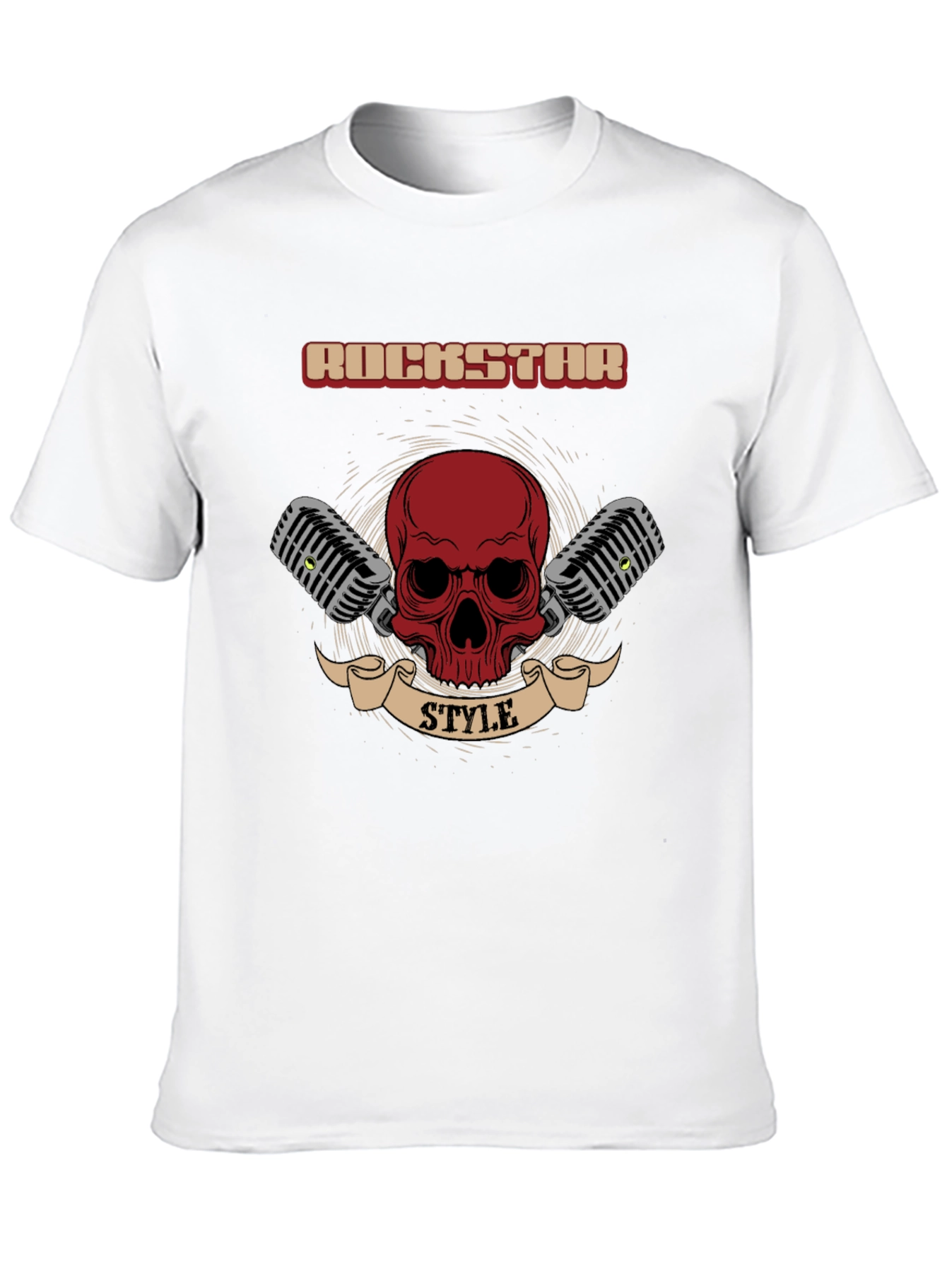 Rockstar Style Graphic Tee - Skull & Microphones