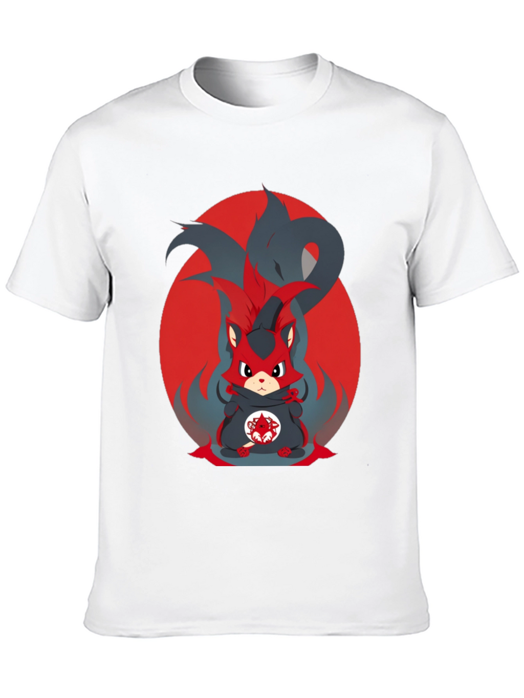 Anime Red Fox Graphic Tee - Mens Black T-Shirt