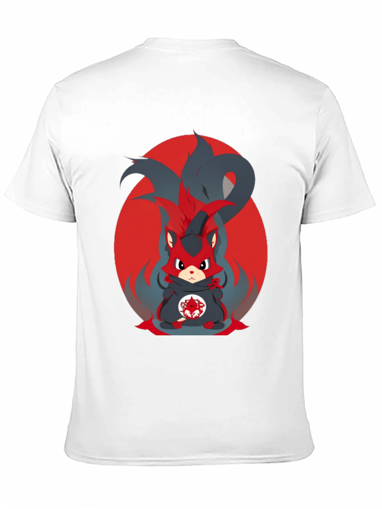 Anime Red Fox Graphic Tee - Mens Black T-Shirt