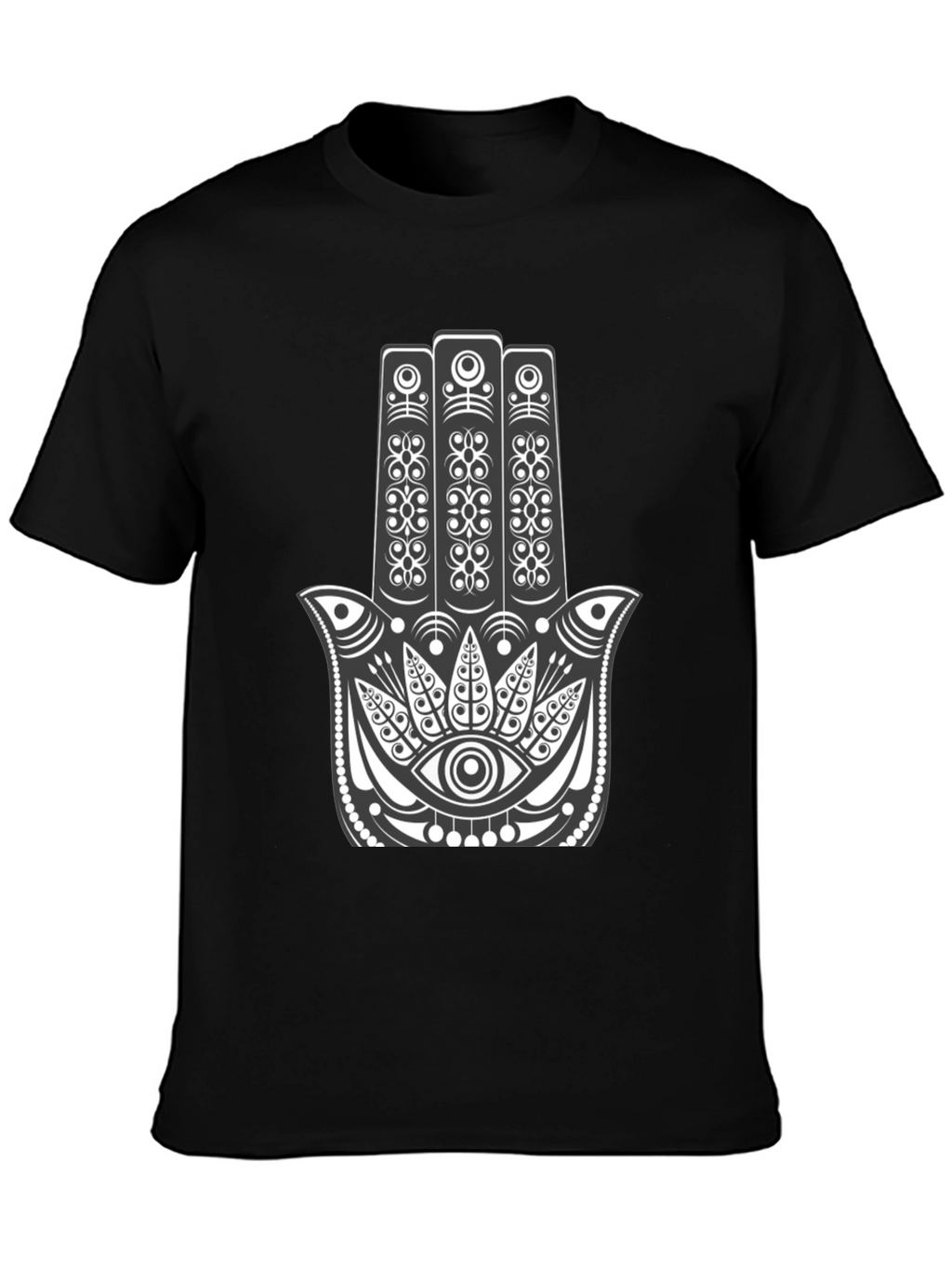 Hamsa Hand Graphic Tee - Black Cotton Comfort