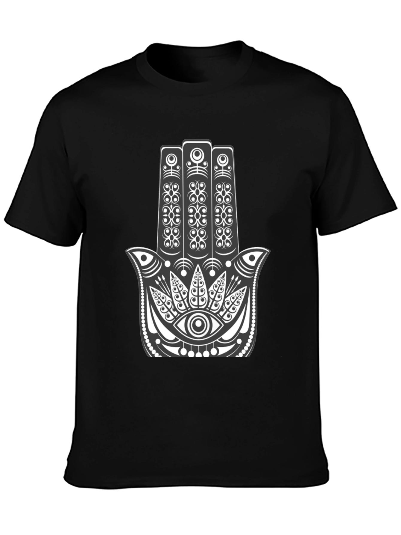 Hamsa Hand Graphic Tee - Black Cotton Comfort