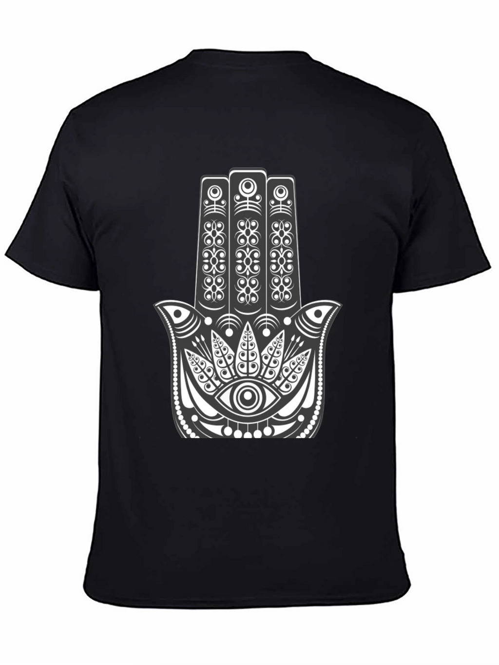 Hamsa Hand Graphic Tee - Black Cotton Comfort