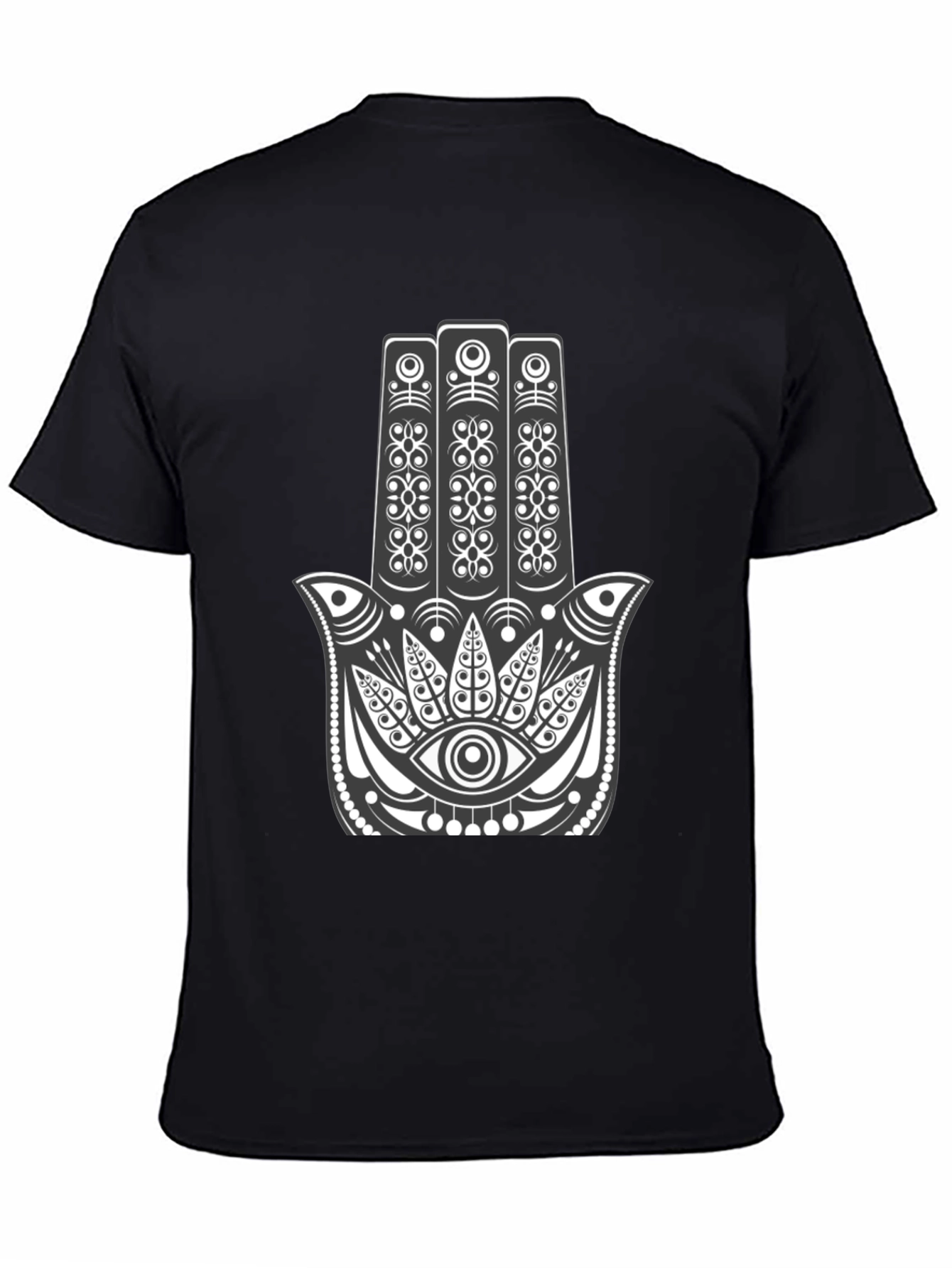 Hamsa Hand Graphic Tee - Black Cotton Comfort