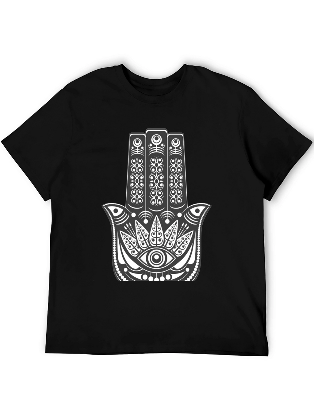 Hamsa Hand Graphic Tee - Black Cotton Comfort