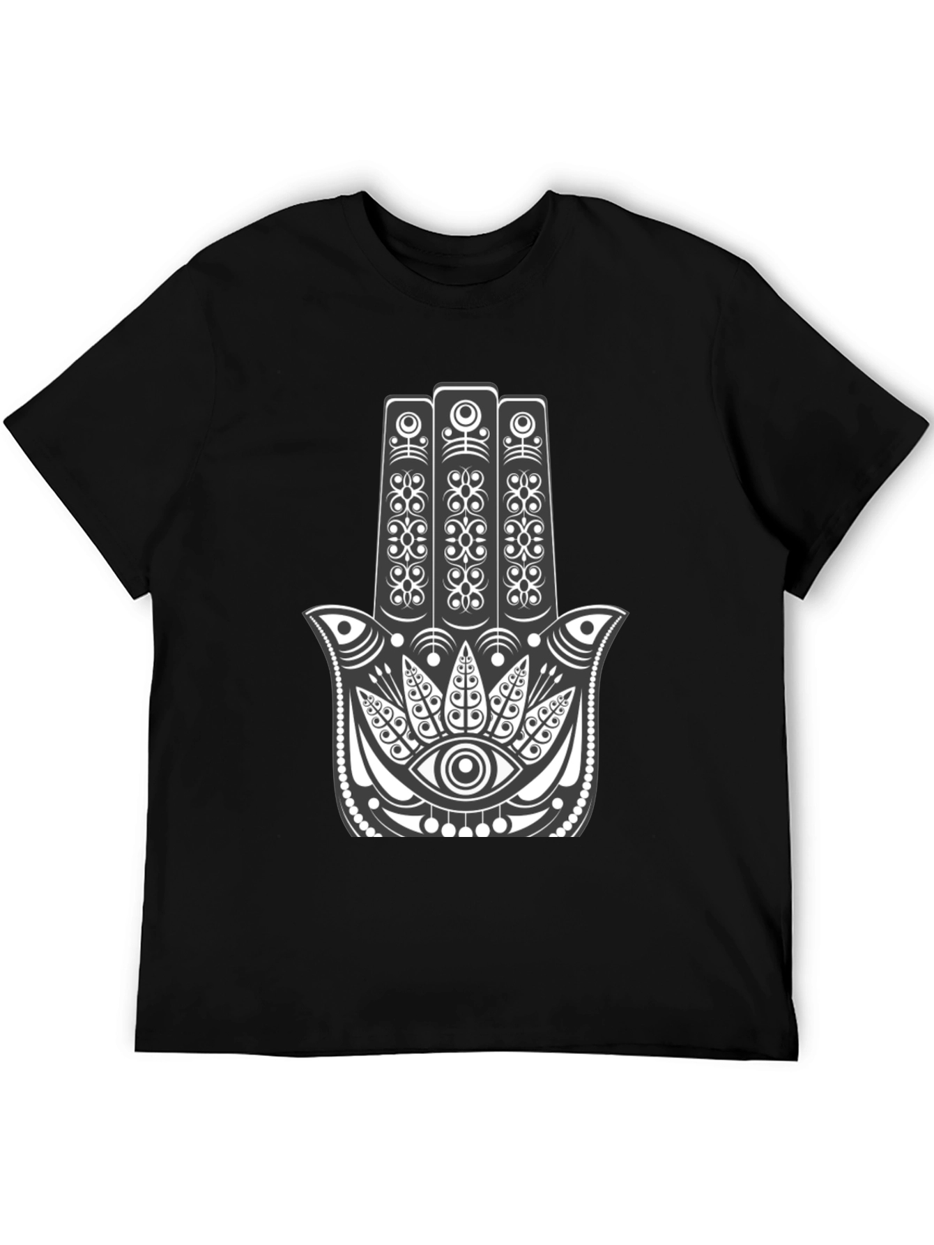 Hamsa Hand Graphic Tee - Black Cotton Comfort