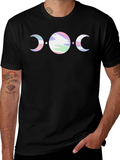 Mystic Moon Phase Graphic Tee - Black Cotton Blend