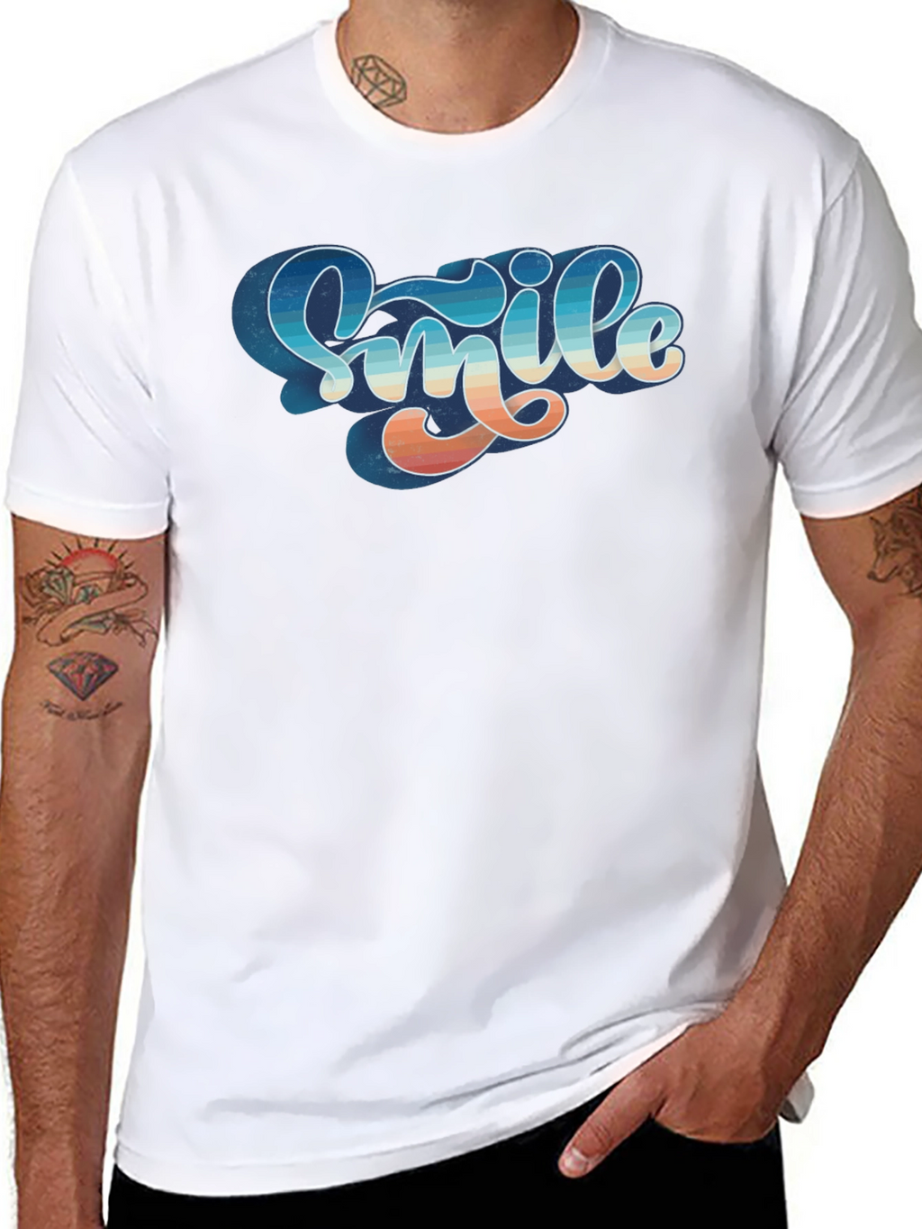 Retro Smile Graphic Black Tee