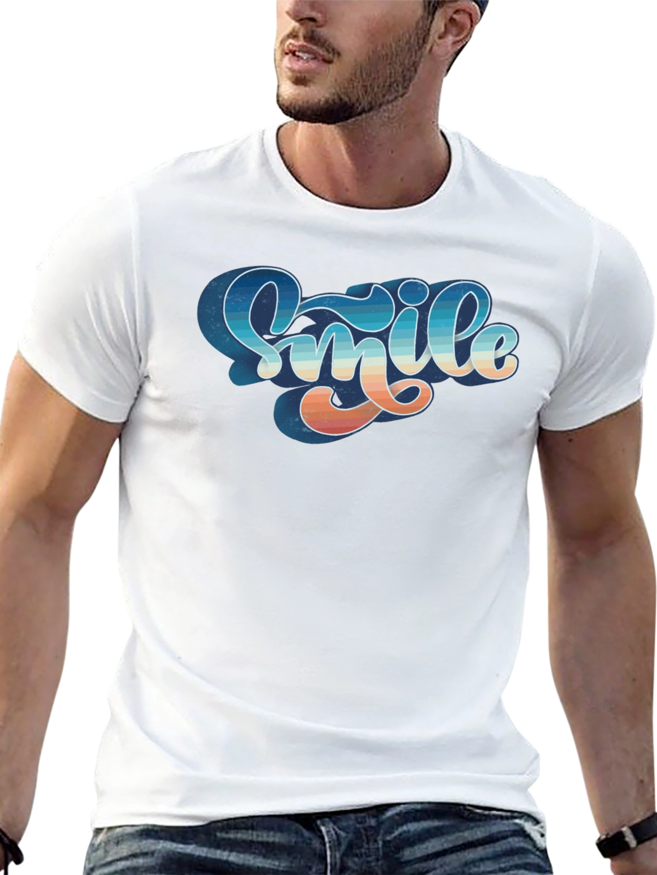 Retro Smile Graphic Black Tee