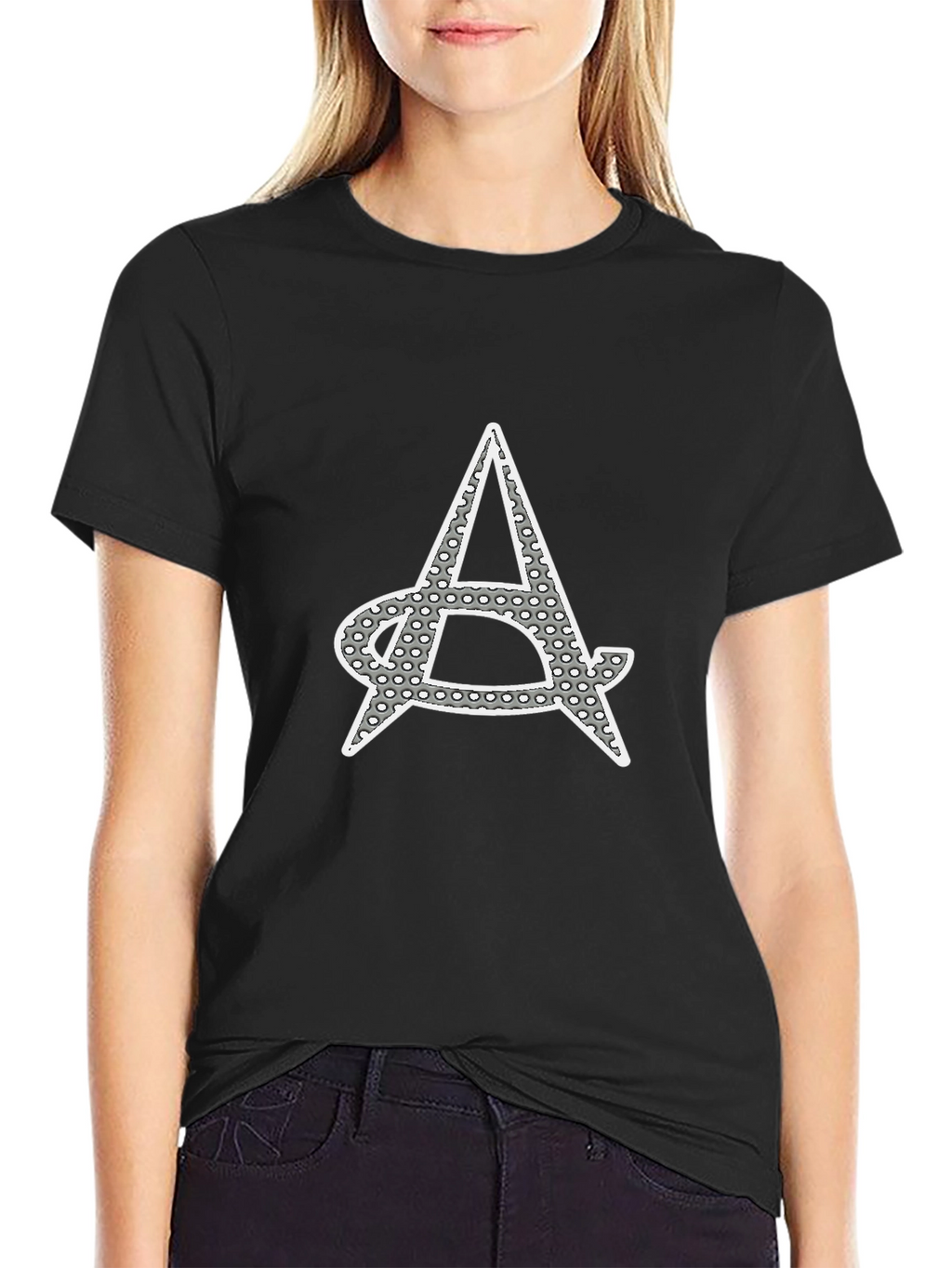Mens Black Tee with Graphic A Print