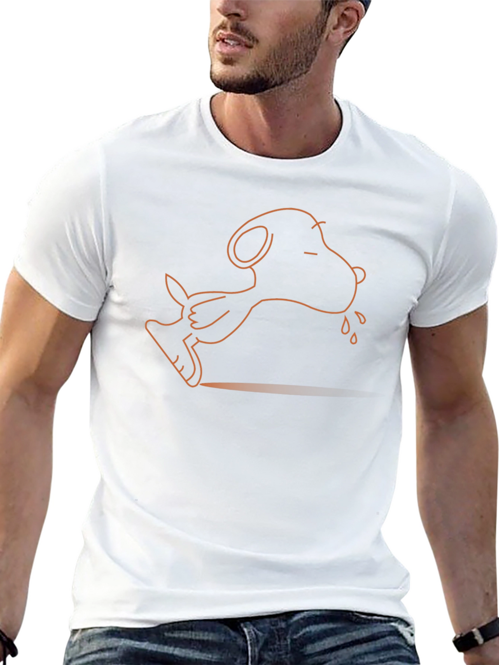 Snoopy Jogging Outline Graphic Black Tee