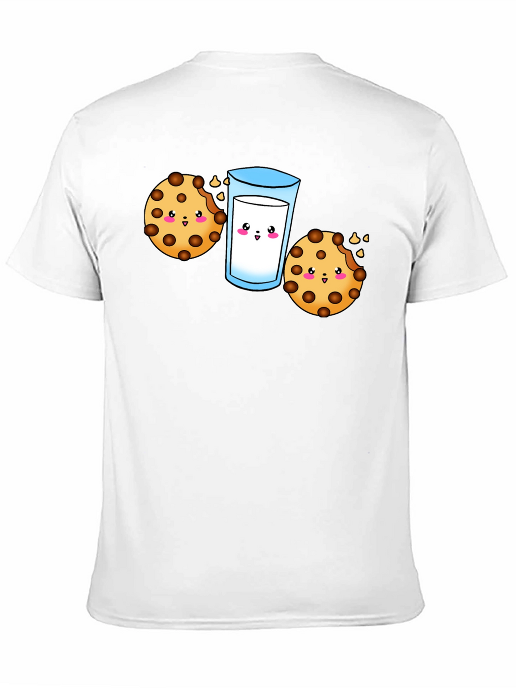 Cute Cookie & Milk Graphic Black T-Shirt