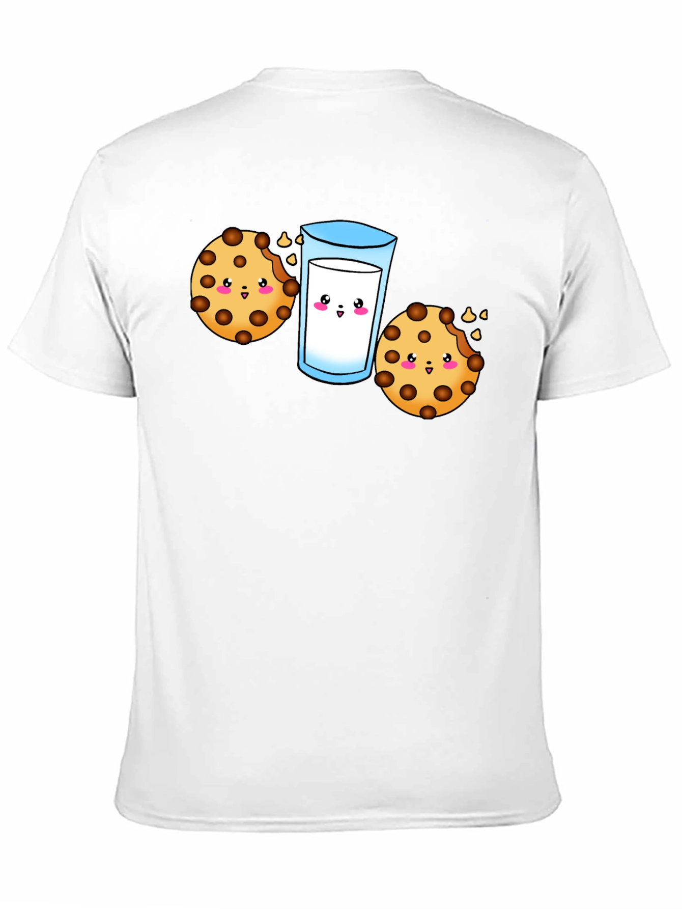 Cute Cookie & Milk Graphic Black T-Shirt
