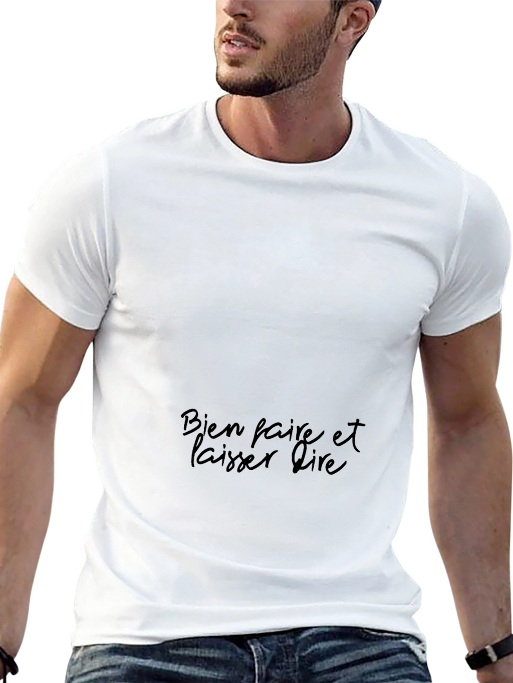 Mens Black T-Shirt with French Slogan