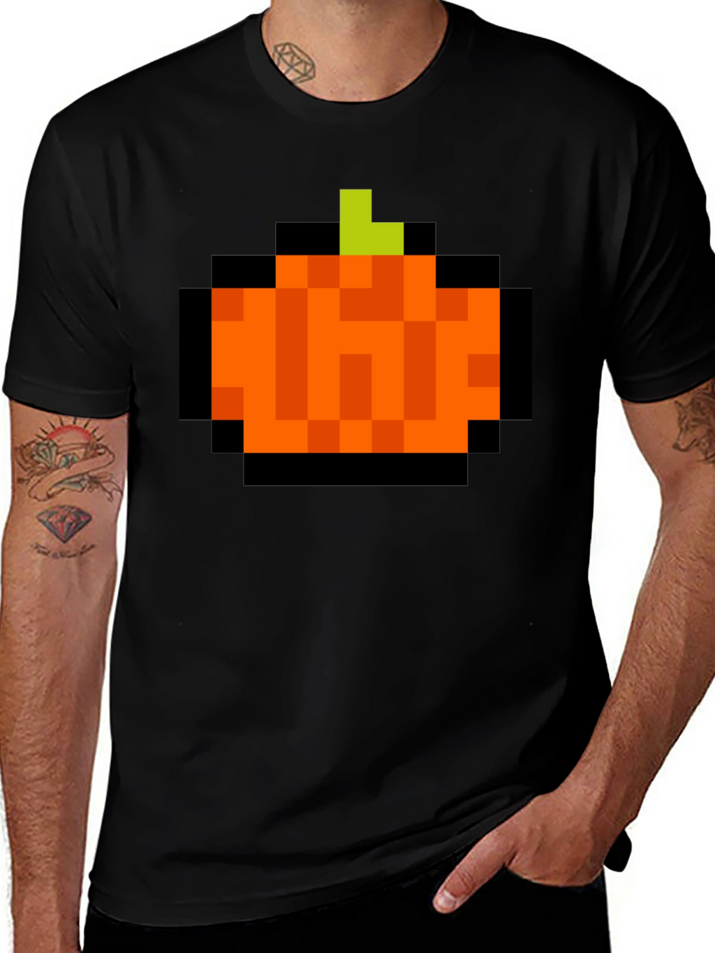Pixelated Pumpkin T-Shirt - Retro Halloween Tee