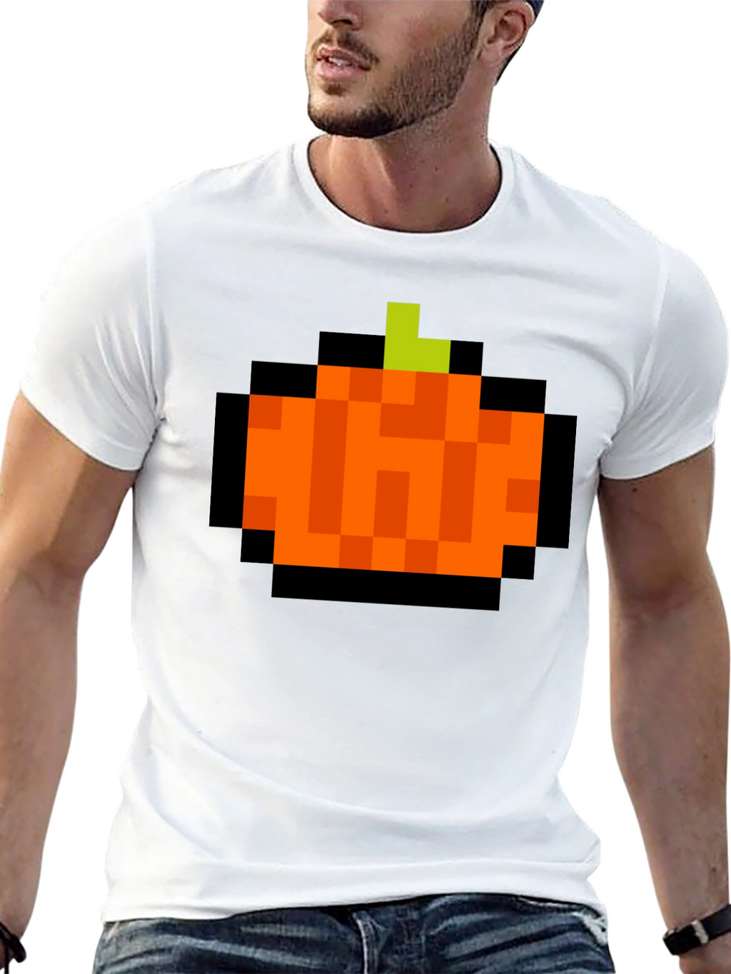 Pixelated Pumpkin T-Shirt - Retro Halloween Tee