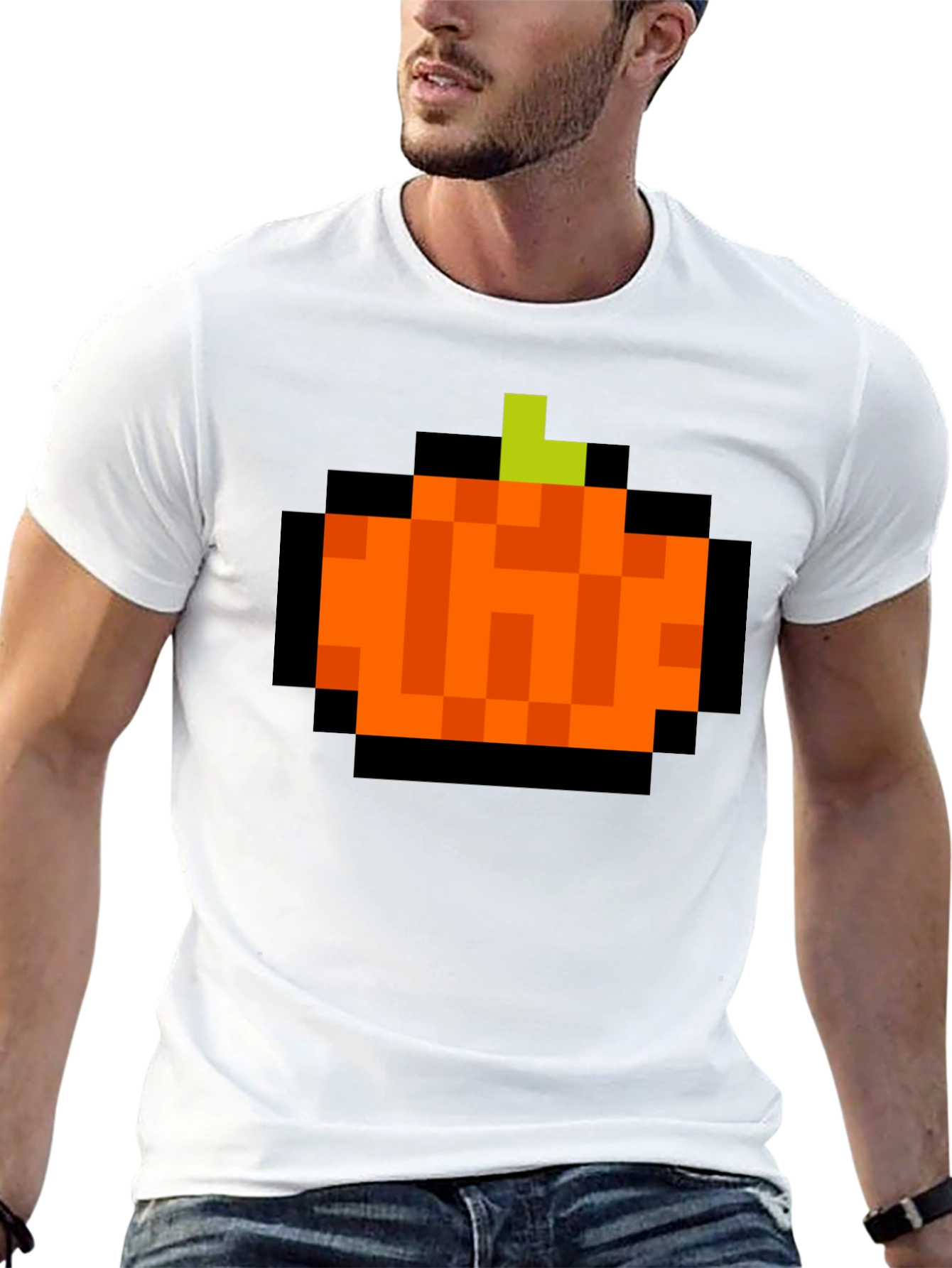 Pixelated Pumpkin T-Shirt - Retro Halloween Tee