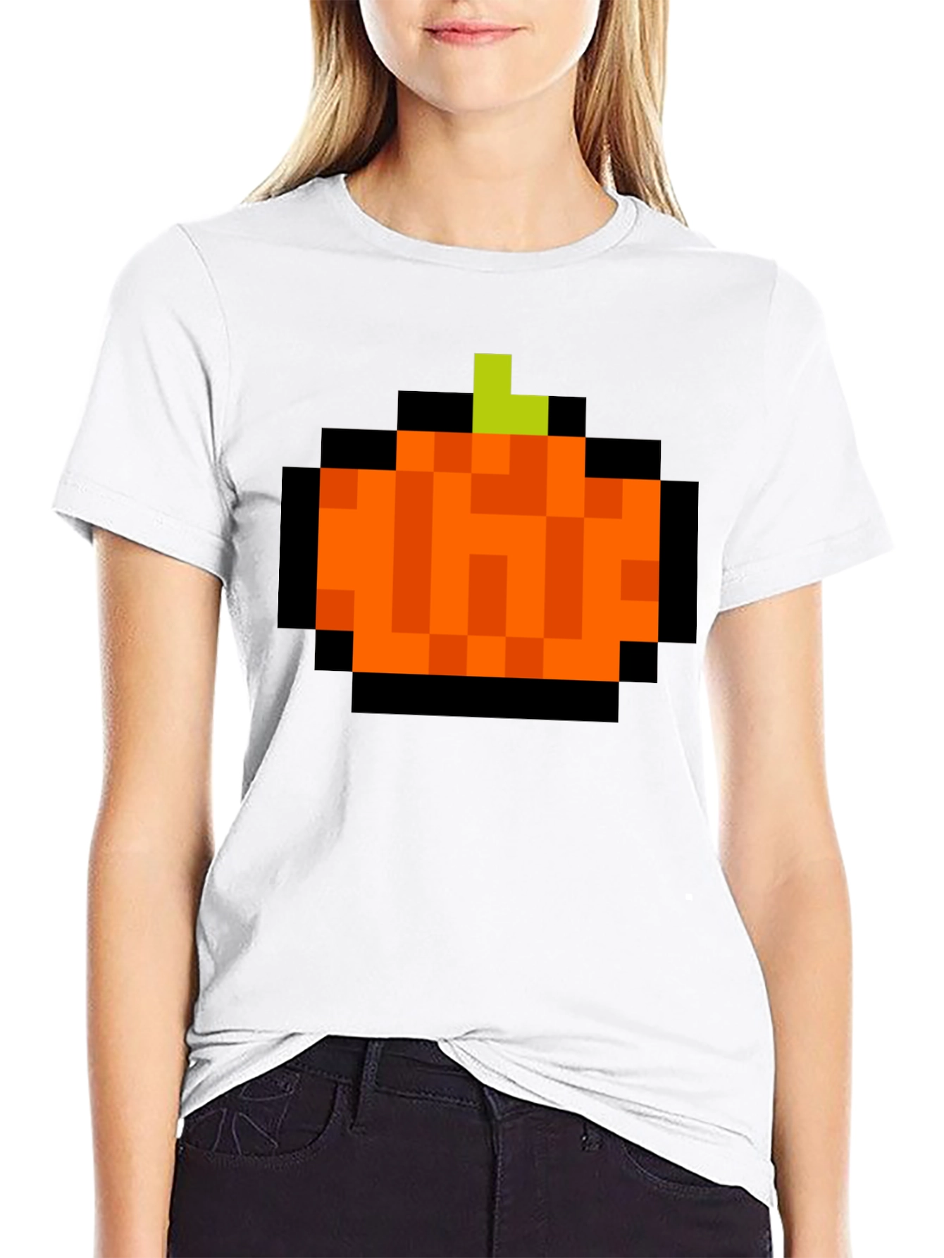 Pixelated Pumpkin T-Shirt - Retro Halloween Tee