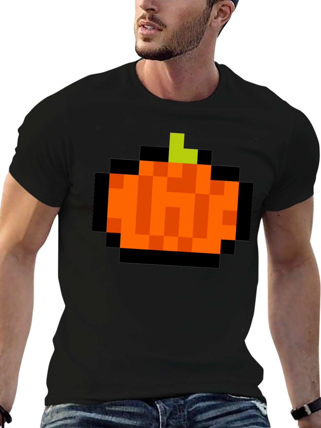Pixelated Pumpkin T-Shirt - Retro Halloween Tee